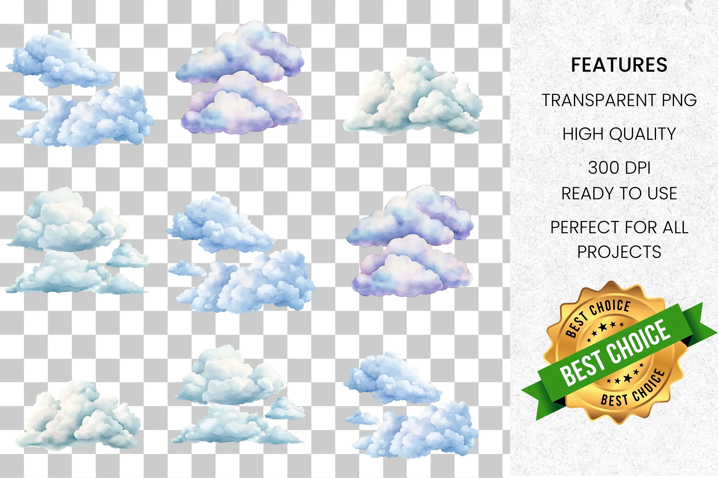 Soft Clouds Clipart Bundle - Image 2