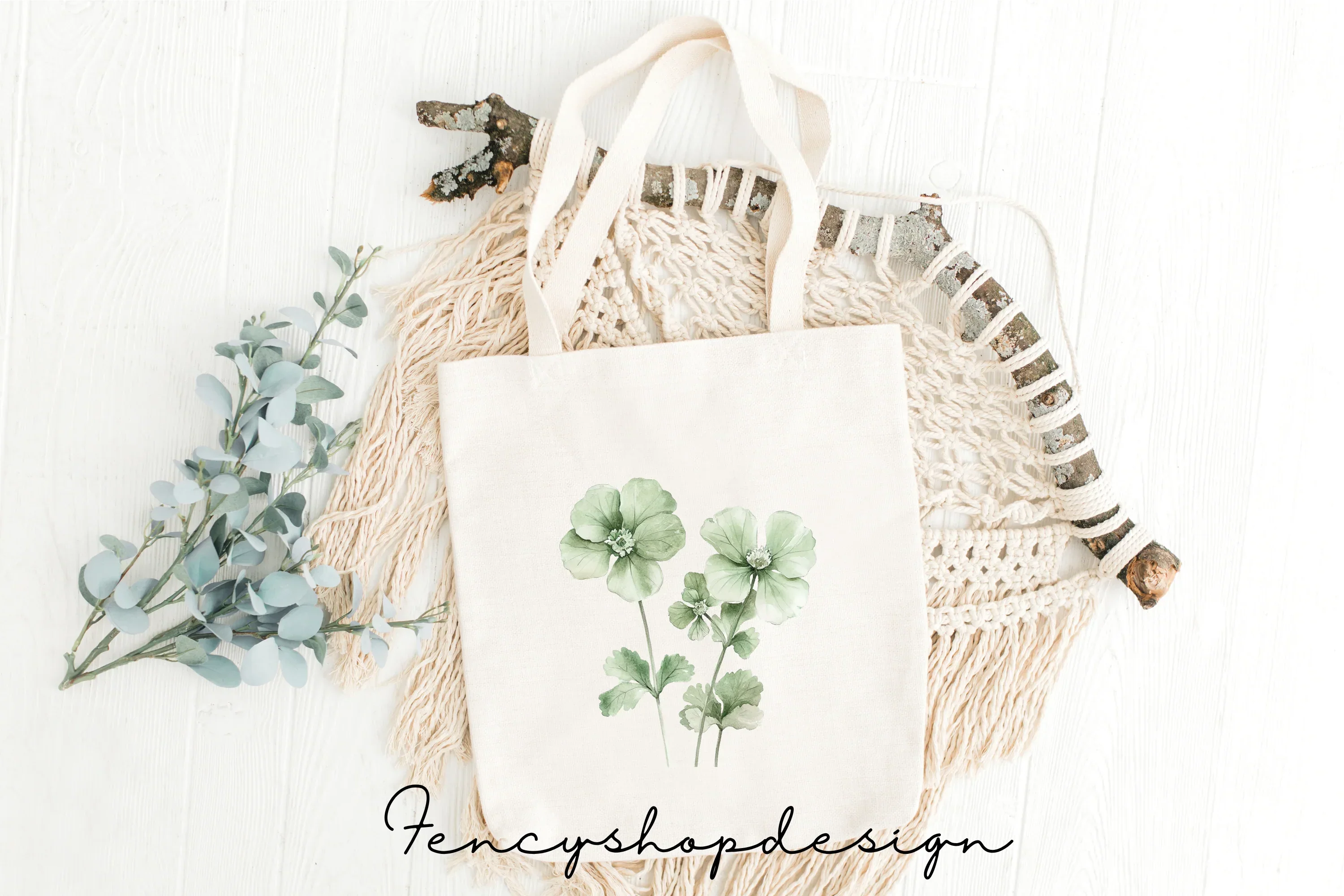 Soft Green Floral Succulent Clipart Bundle - Image 8