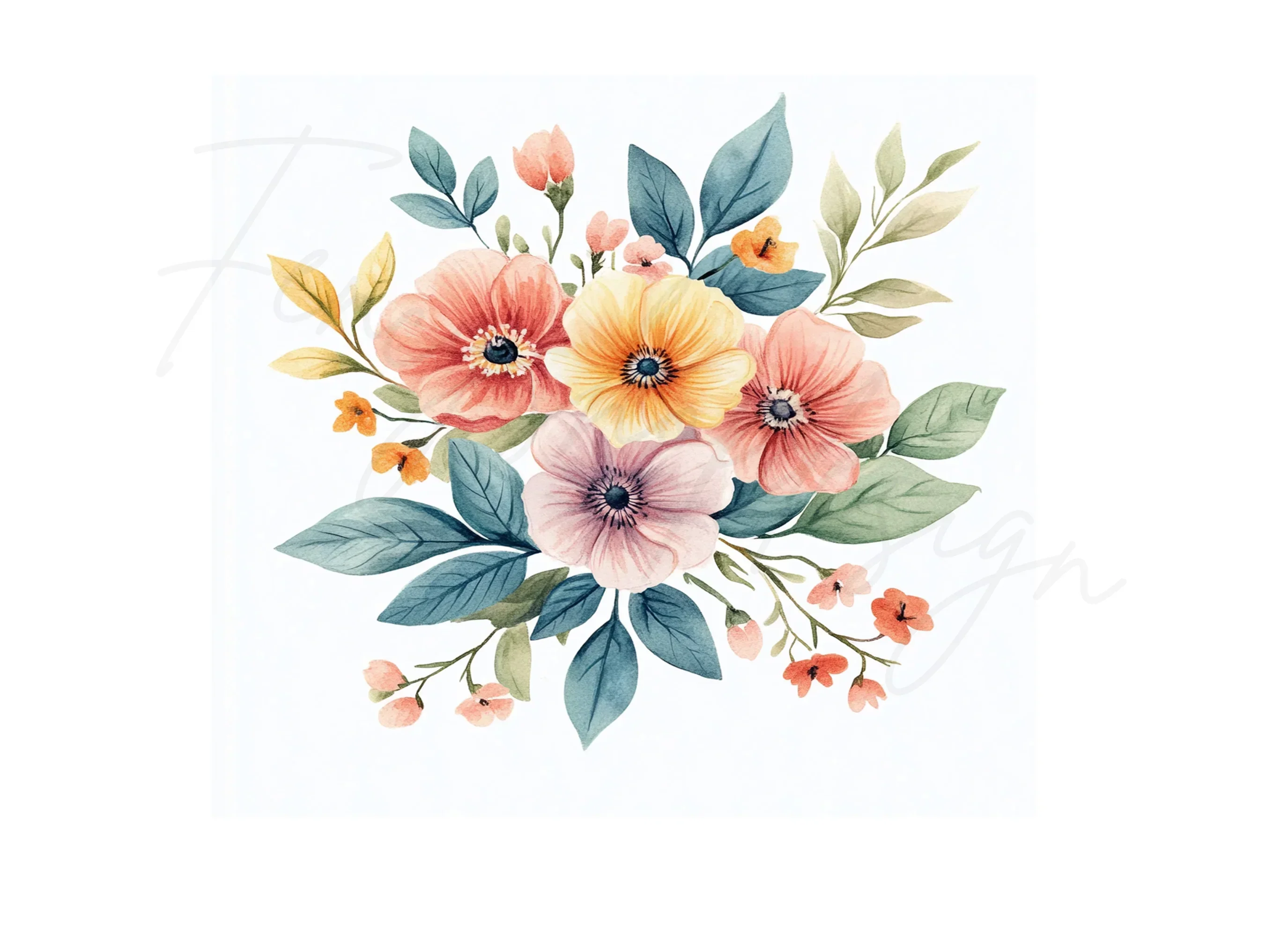 Soft Pastel Floral Bouquets Clipart Bundle - Image 2