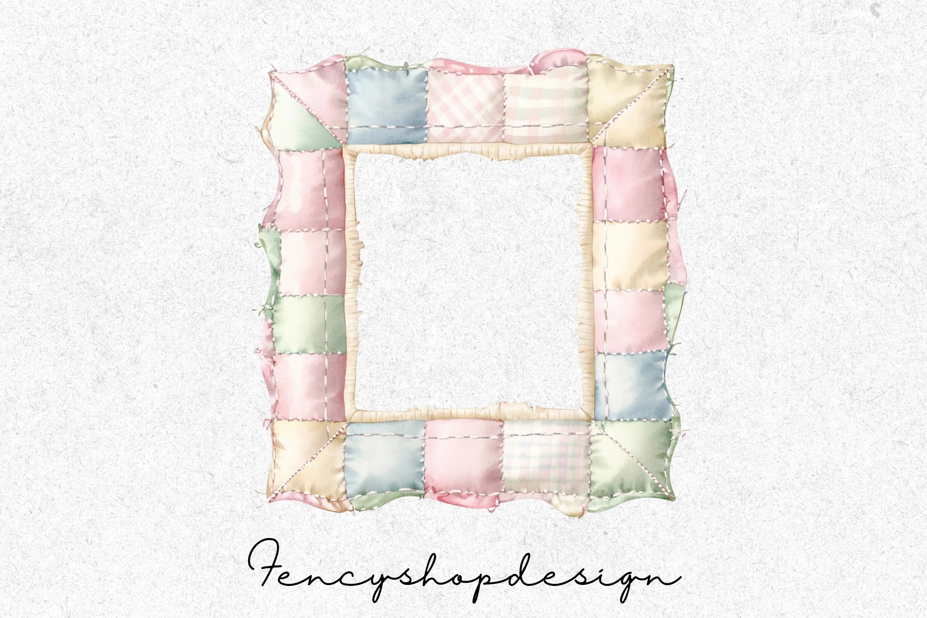 Soft Pastel Quilted Fabric Frames Clipart Bundle - Image 7