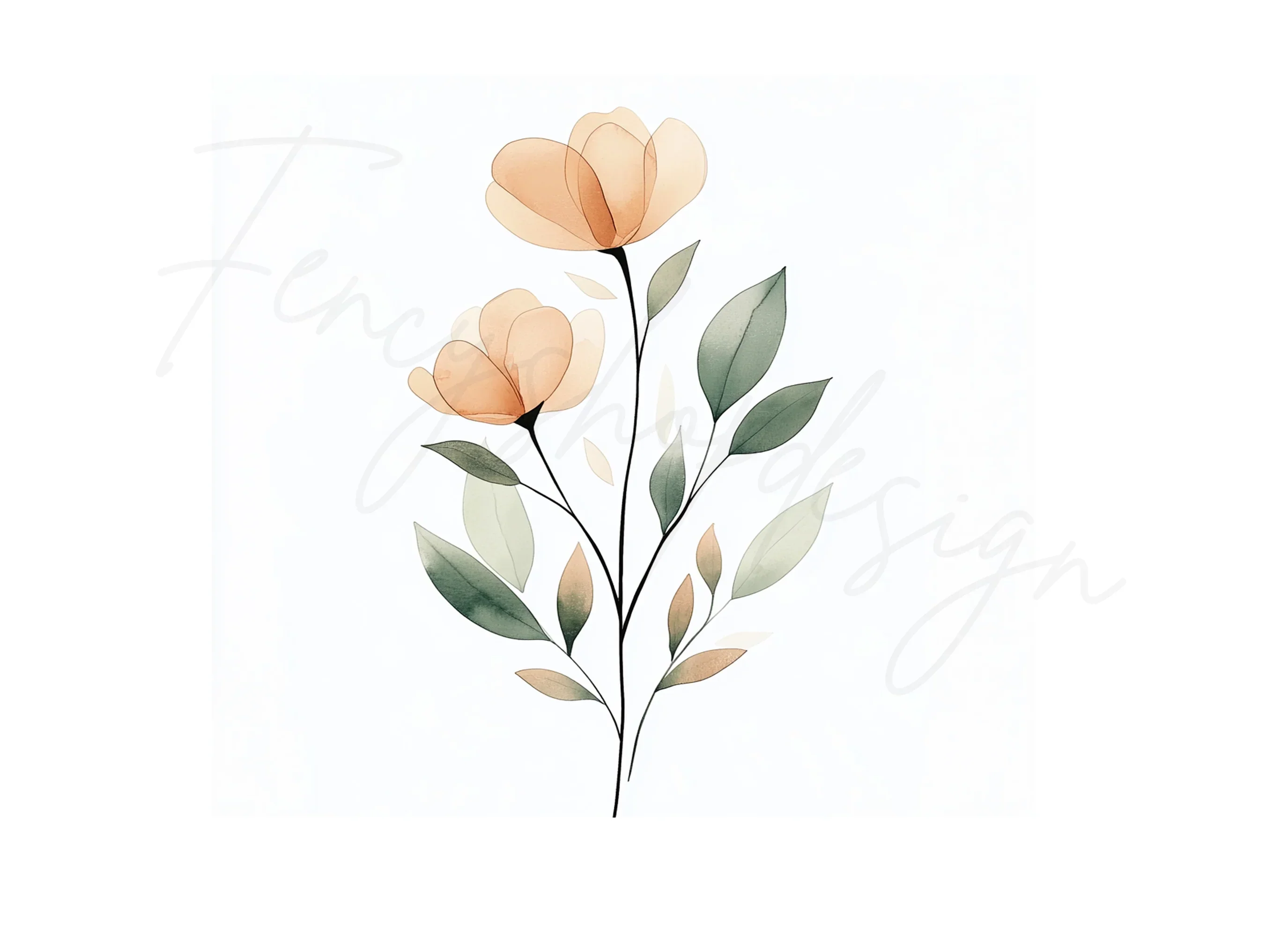 Soft Peach Floral Clipart Bundle - Image 2