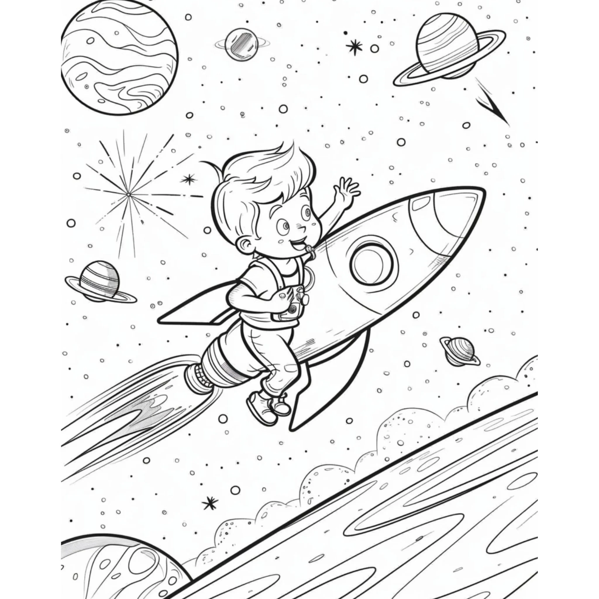 Space Coloring Pages for Kids - Image 4
