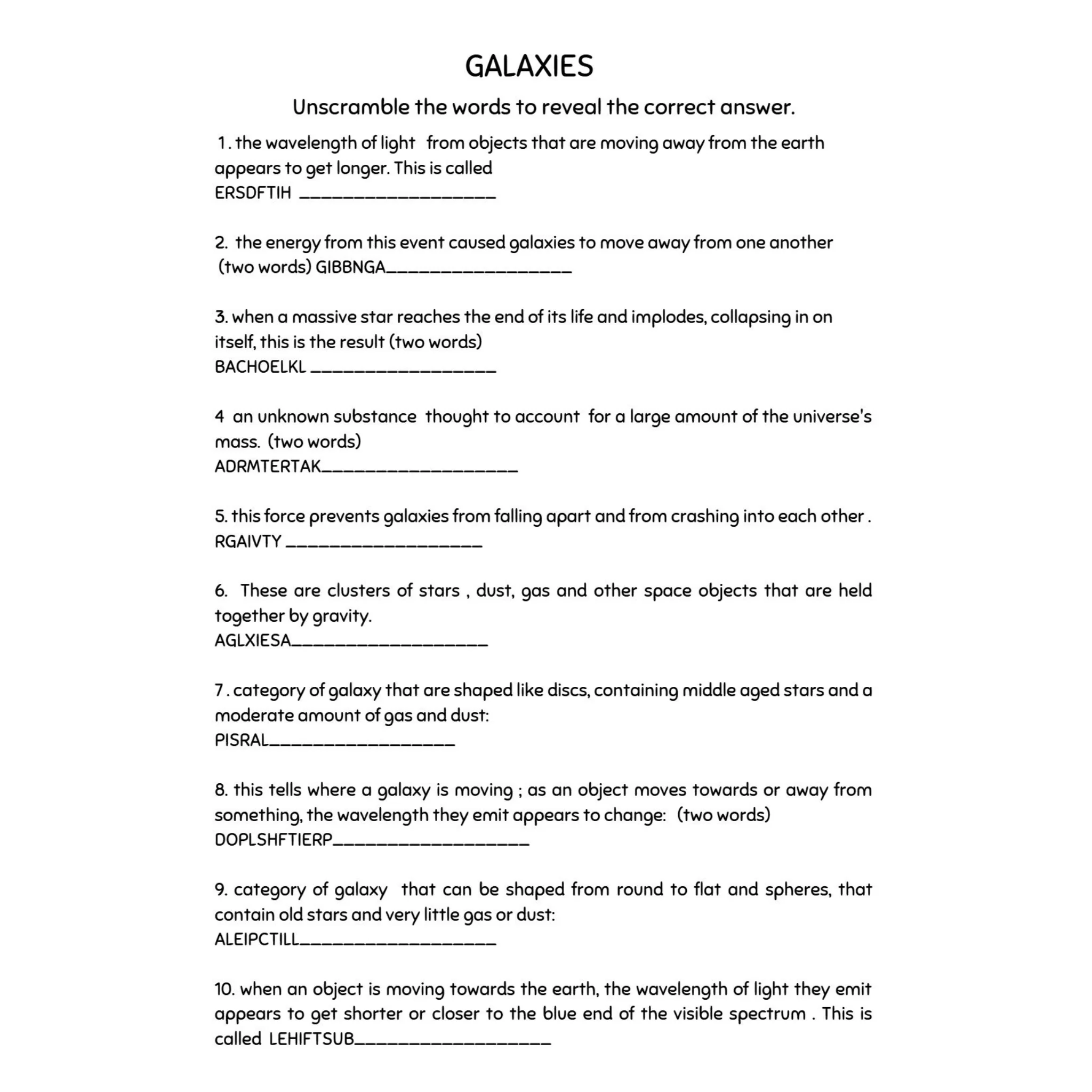 Space Science Worksheets Grade 6 - Image 3