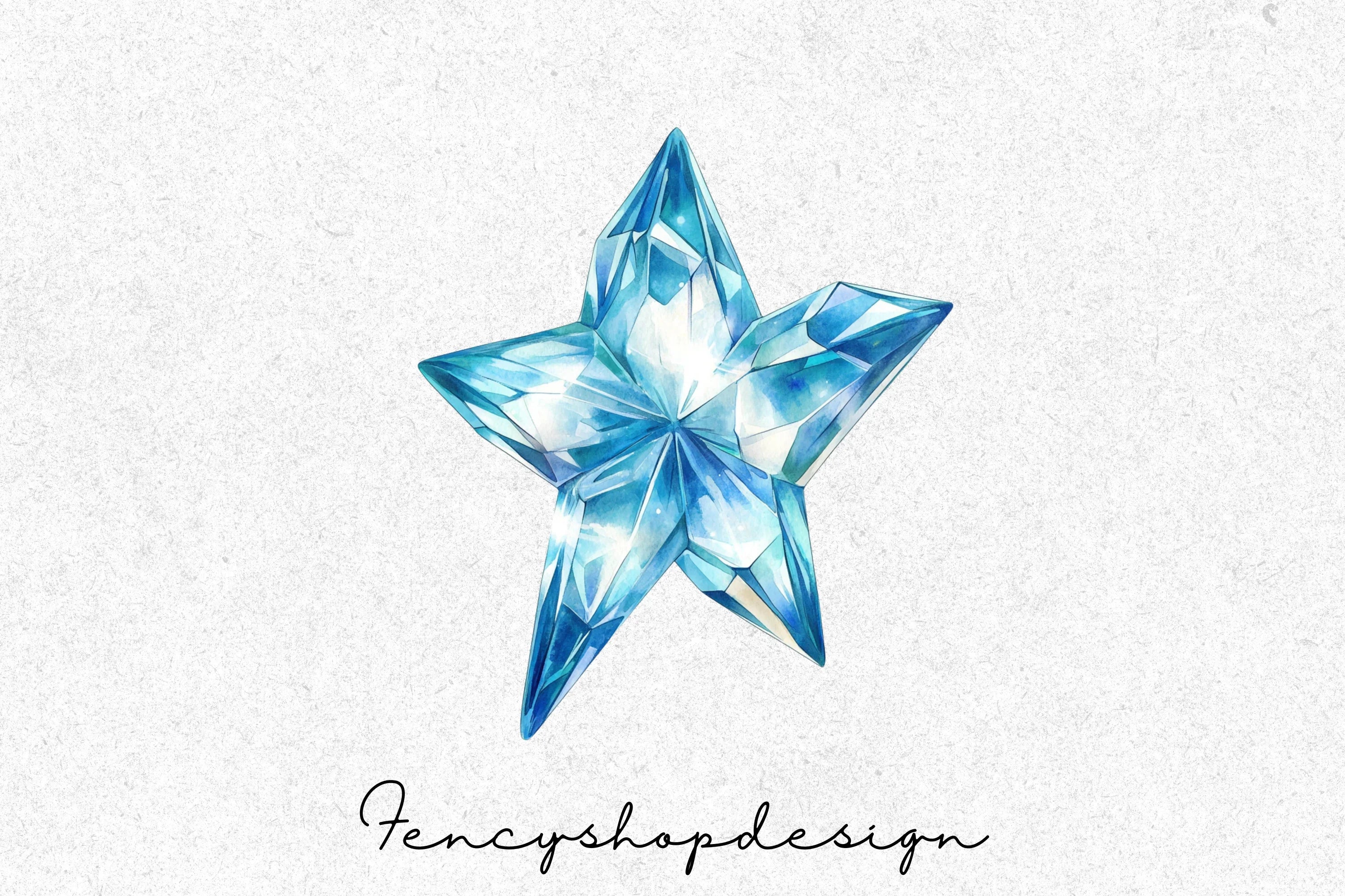 Sparkling Blue Crystal Star Clipart Bundle - Image 7