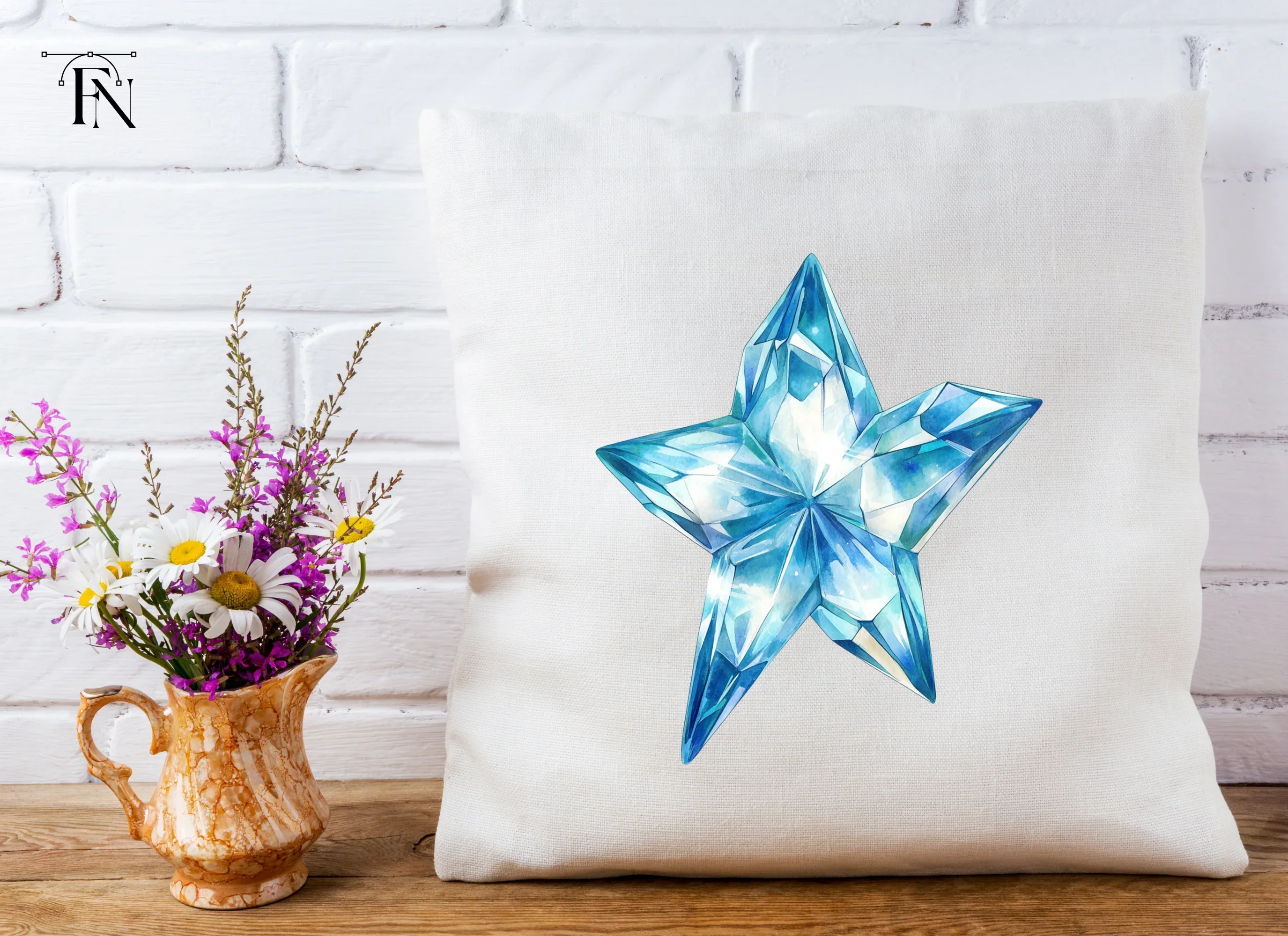 Sparkling Blue Crystal Star Clipart Bundle - Image 4