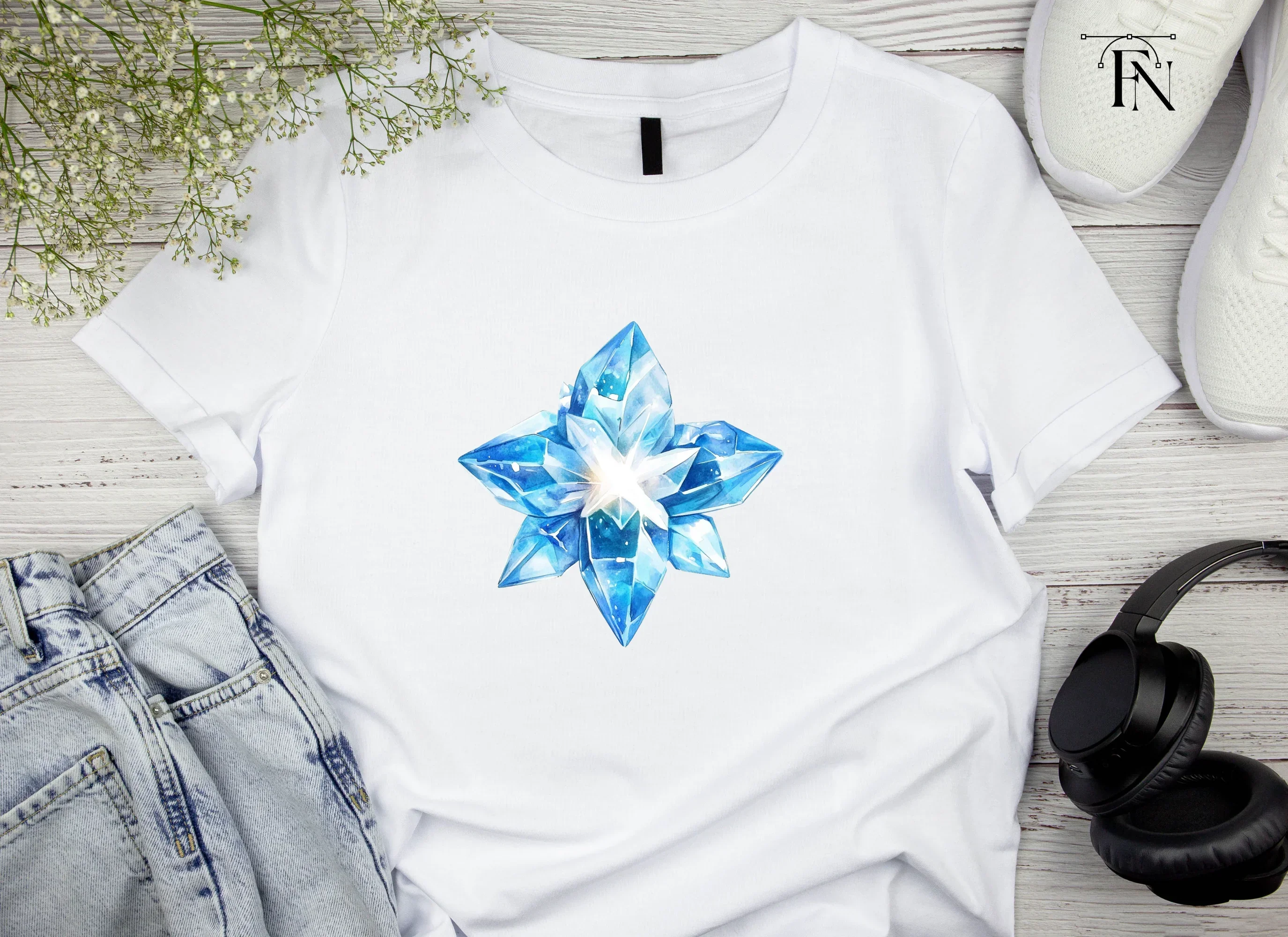 Sparkling Blue Crystal Star Clipart Bundle - Image 5