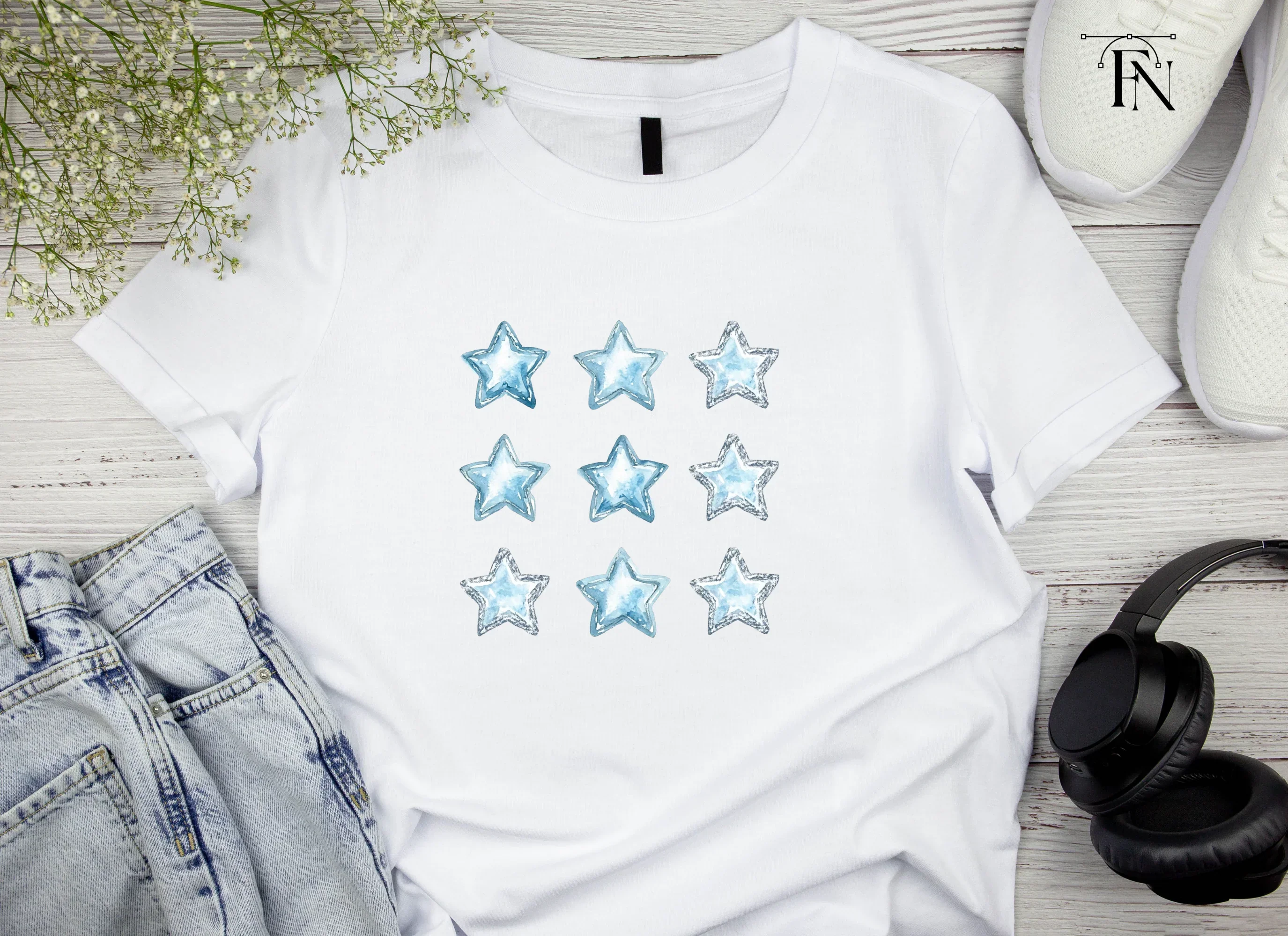 Sparkling Blue Star Gemstone Clipart Bundle - Image 4