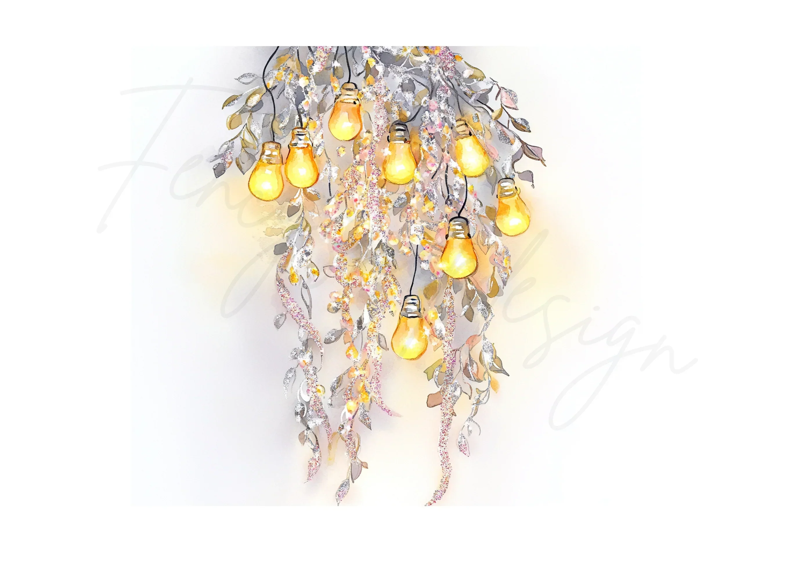 Sparkling Garland Lights Clipart Bundle - Image 2