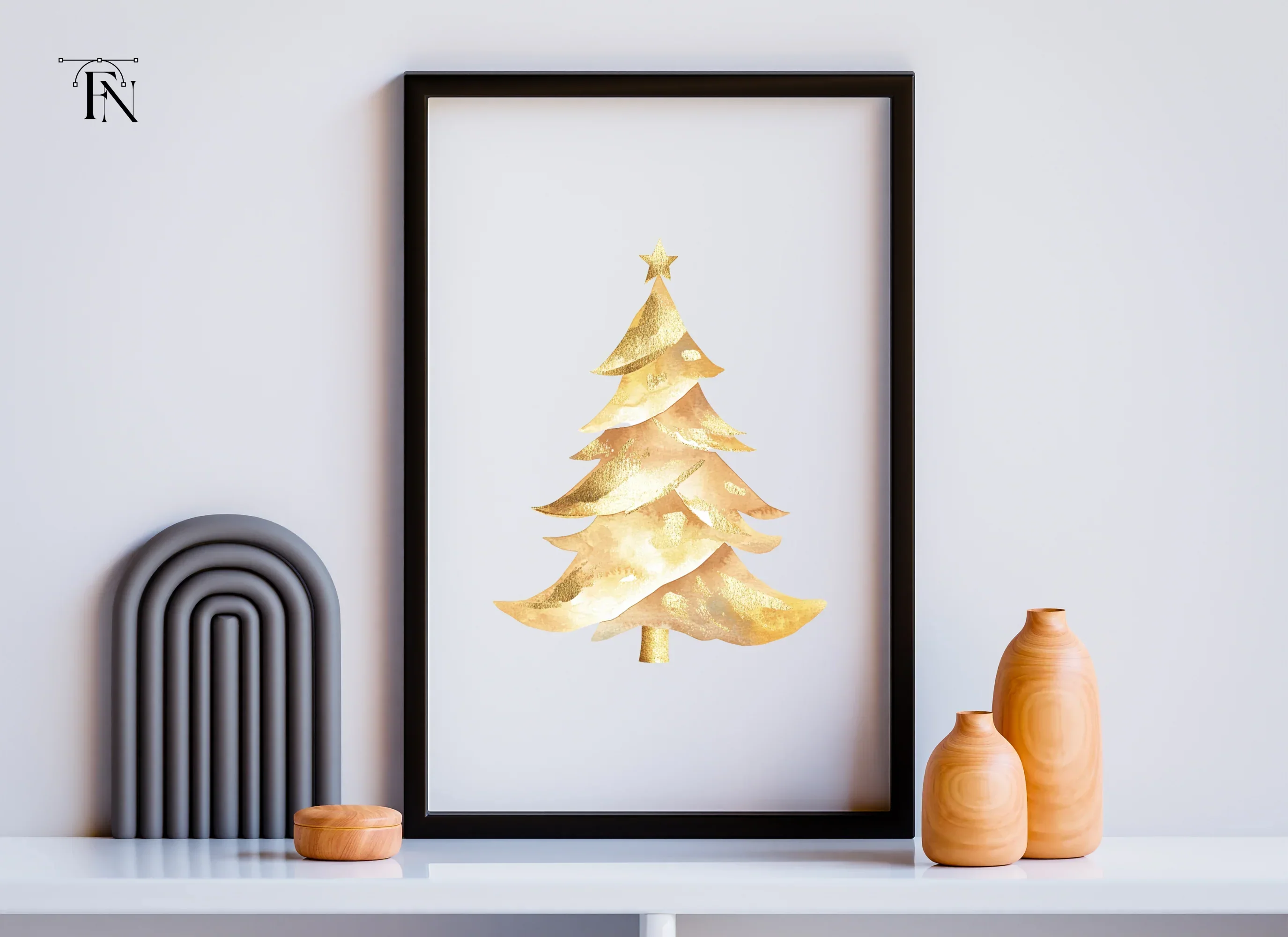 Sparkling Gold Christmas Tree Clipart Bundle - Image 3
