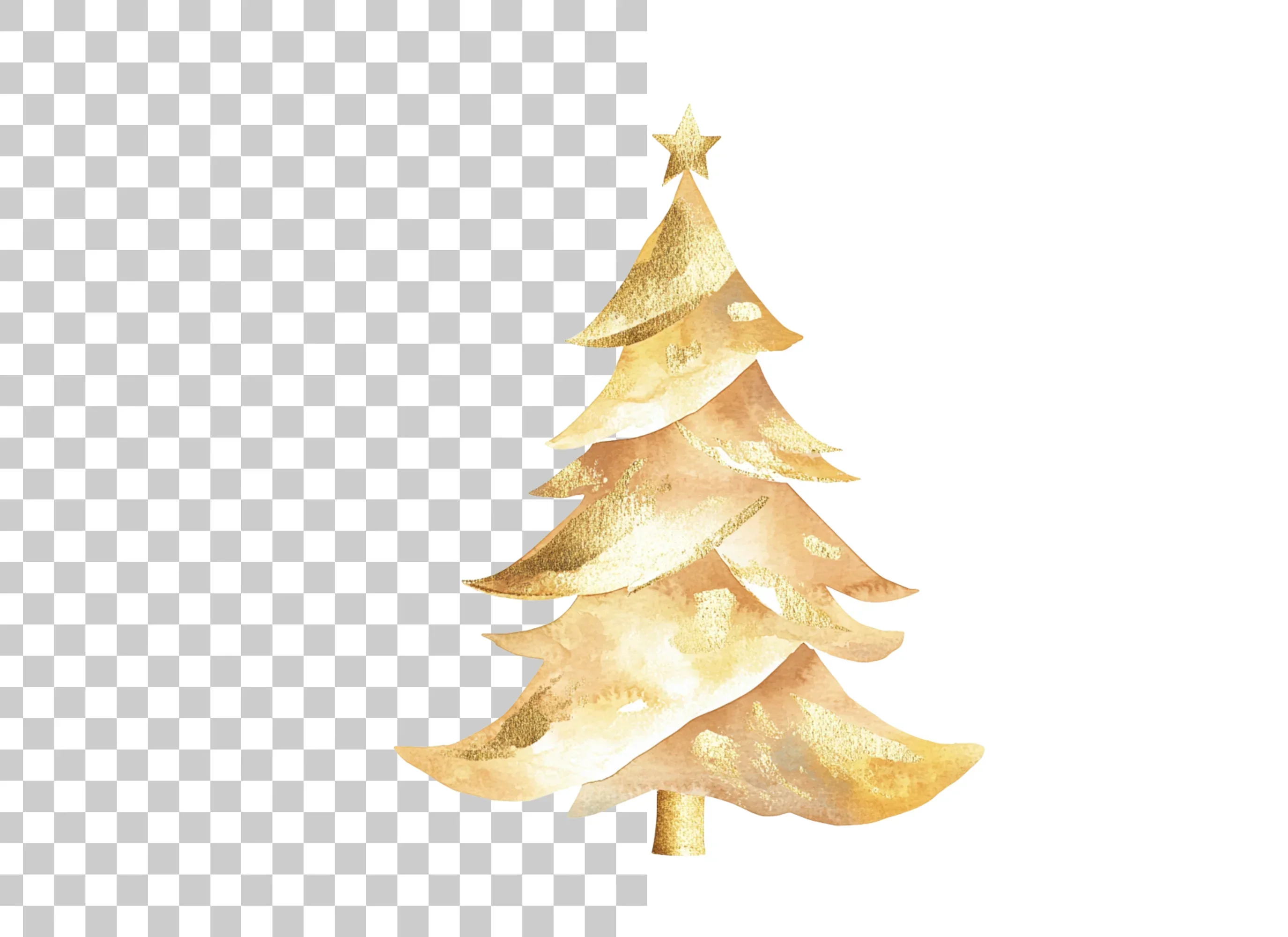 Sparkling Gold Christmas Tree Clipart Bundle - Image 6