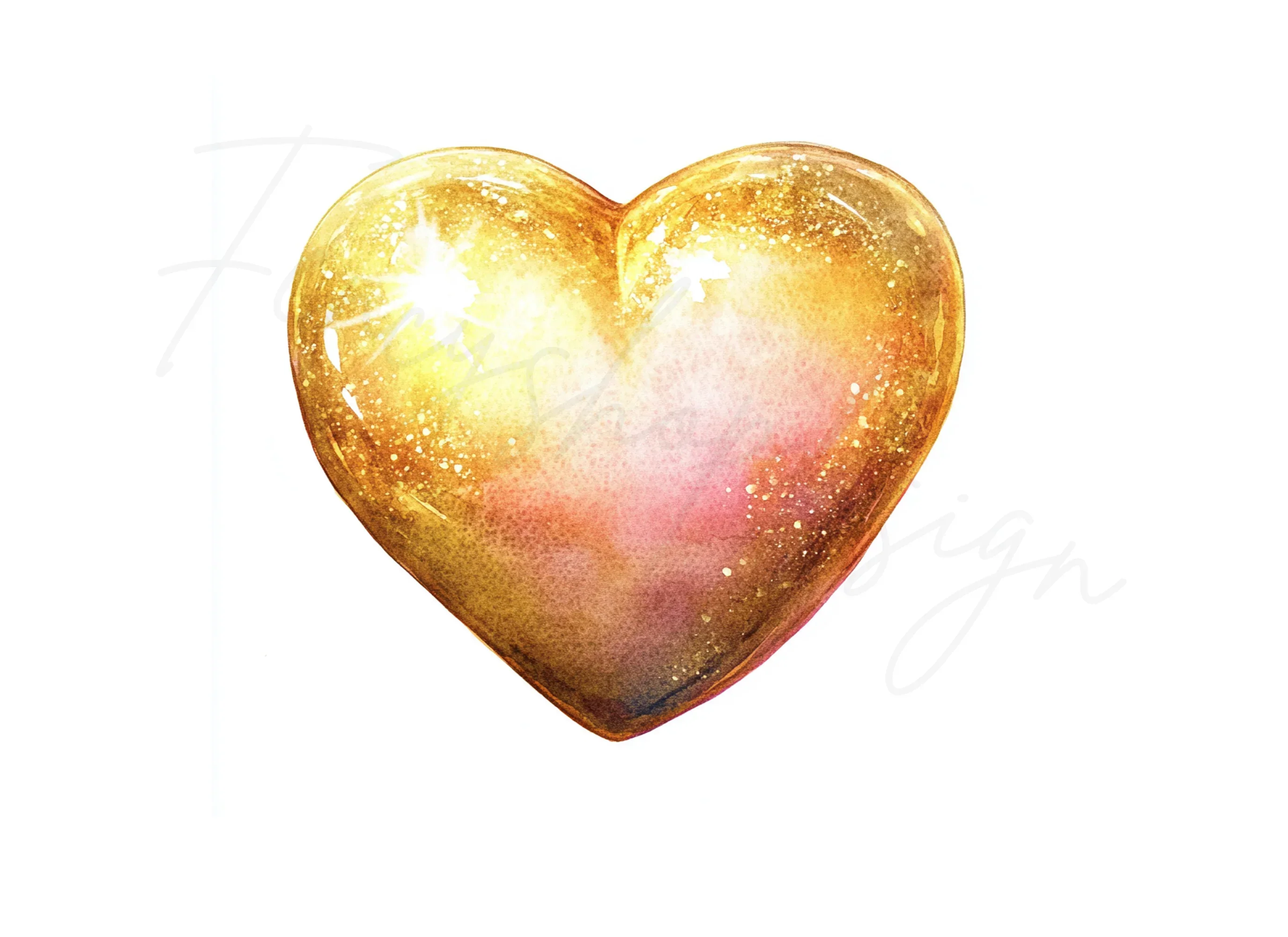 Sparkling Golden Hearts Clipart Bundle - Image 2