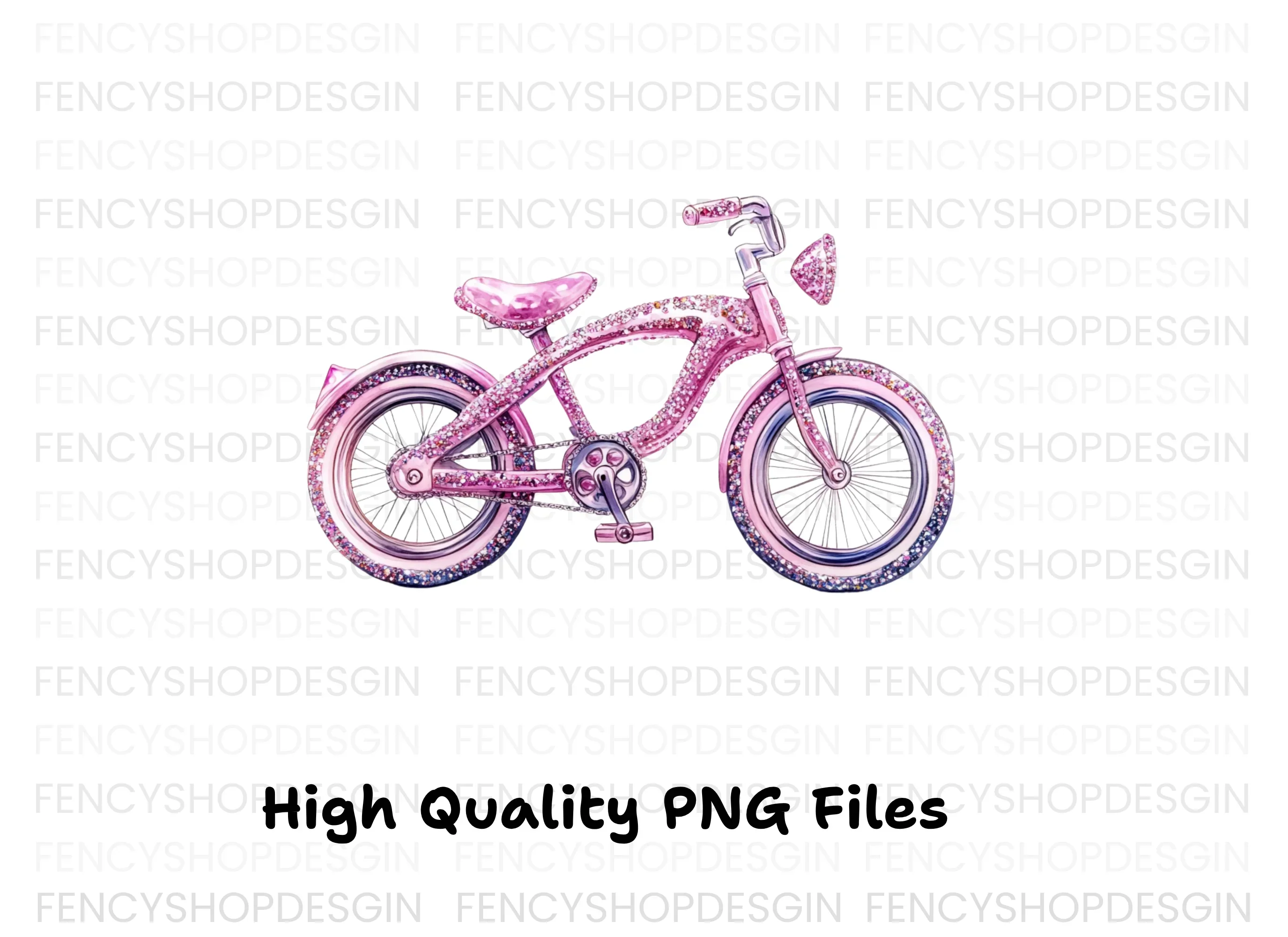 Sparkling Pink Bicycle Clipart Bundle - Image 2