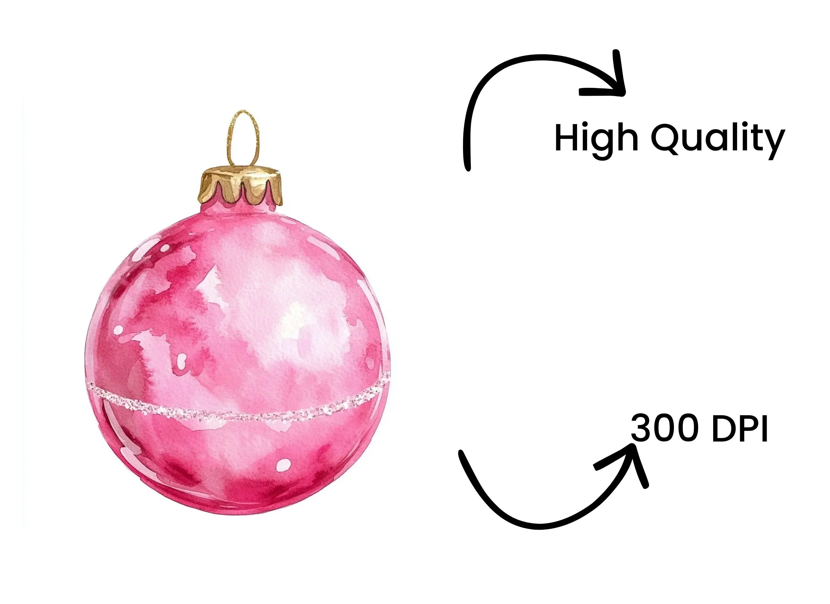 Sparkling Pink Christmas Baubles Clipart Bundle - Image 4
