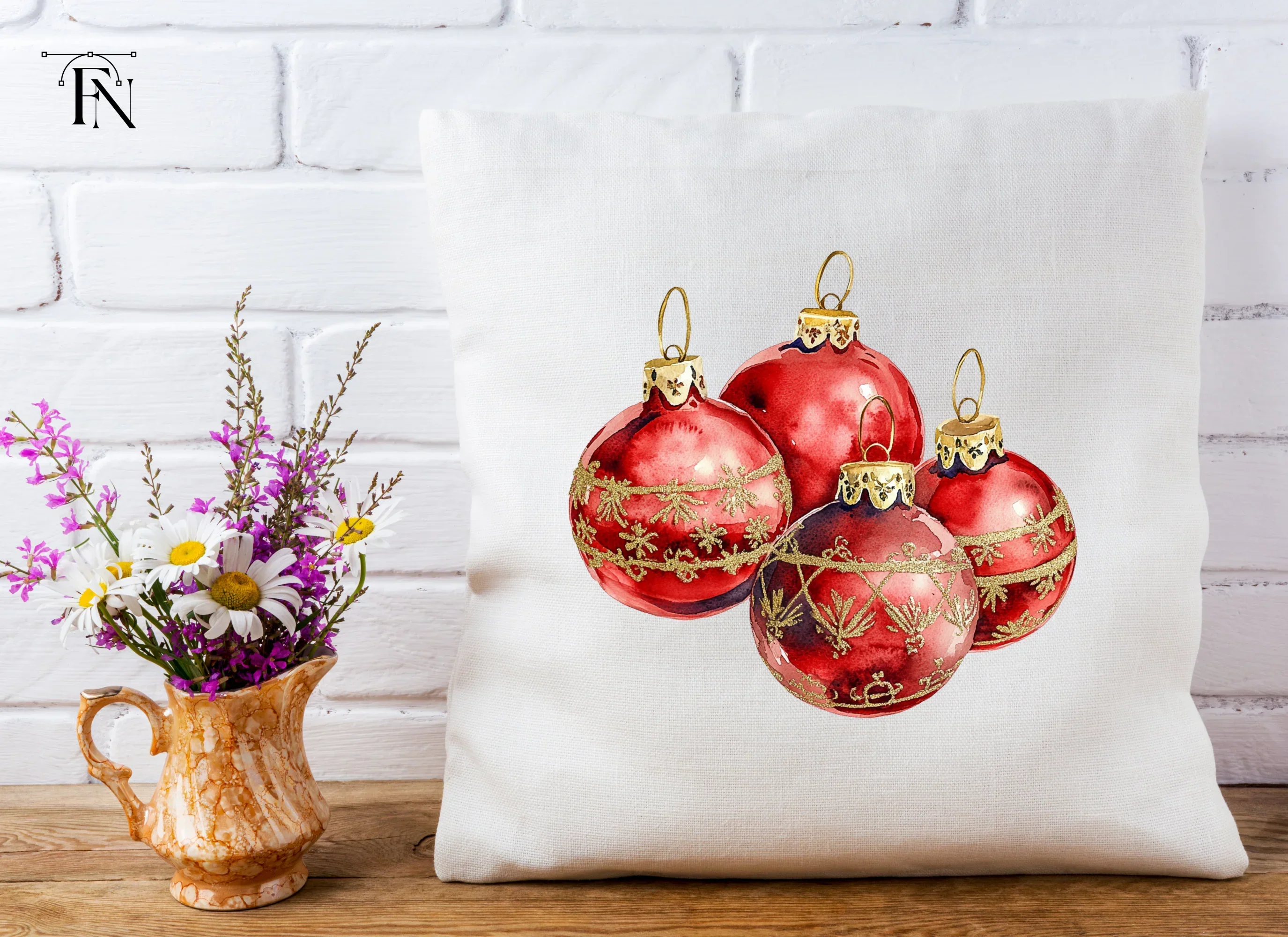 Sparkling Red Christmas Baubles Clipart Bundle - Image 5