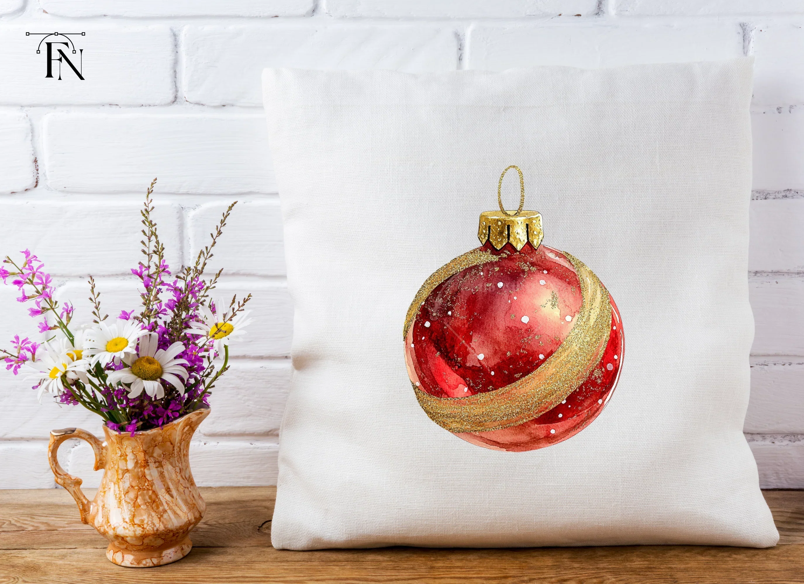 Sparkling Red Christmas Ornament Clipart Bundle - Image 4