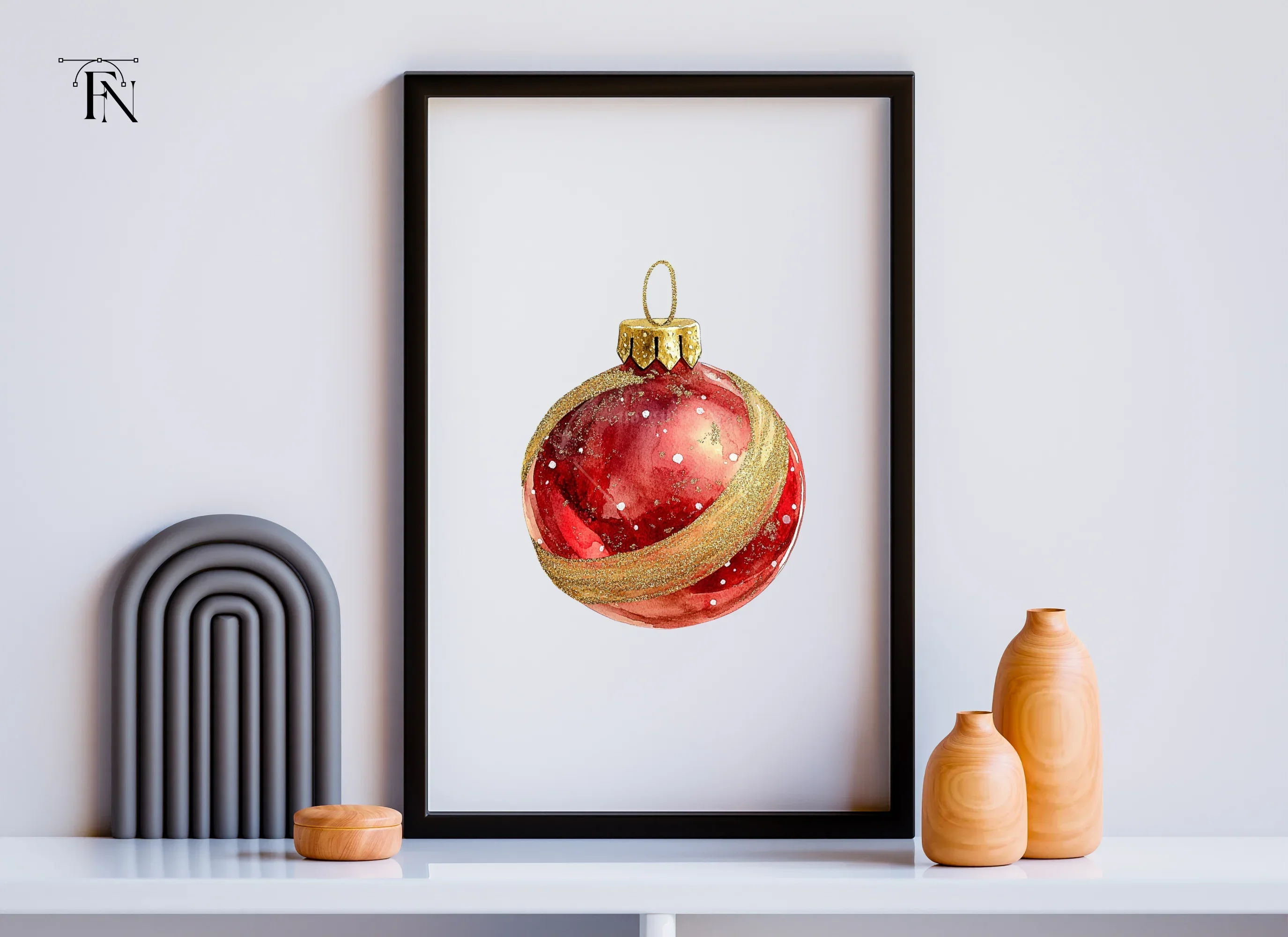 Sparkling Red Christmas Ornament Clipart Bundle - Image 5