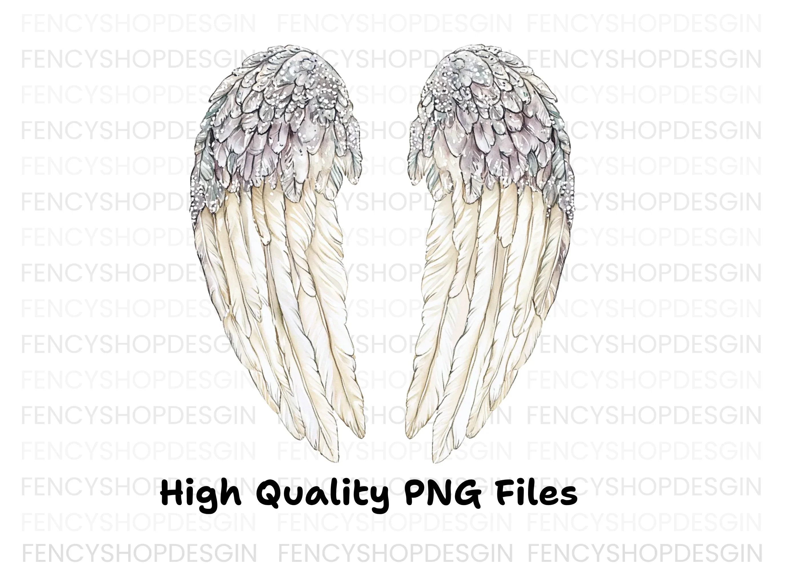 Sparkling White Angel Wings Clipart Bundle - Image 3