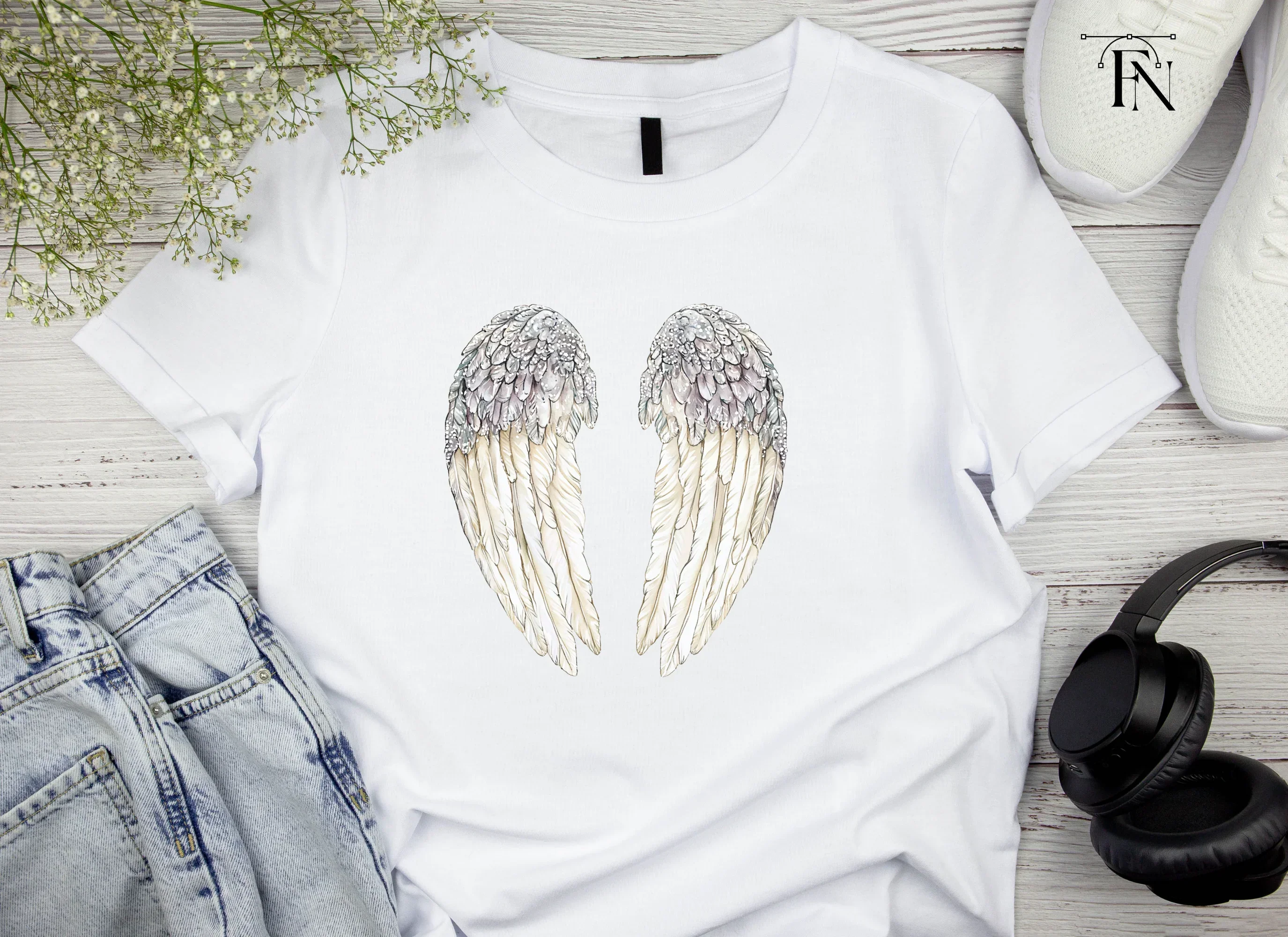 Sparkling White Angel Wings Clipart Bundle - Image 4