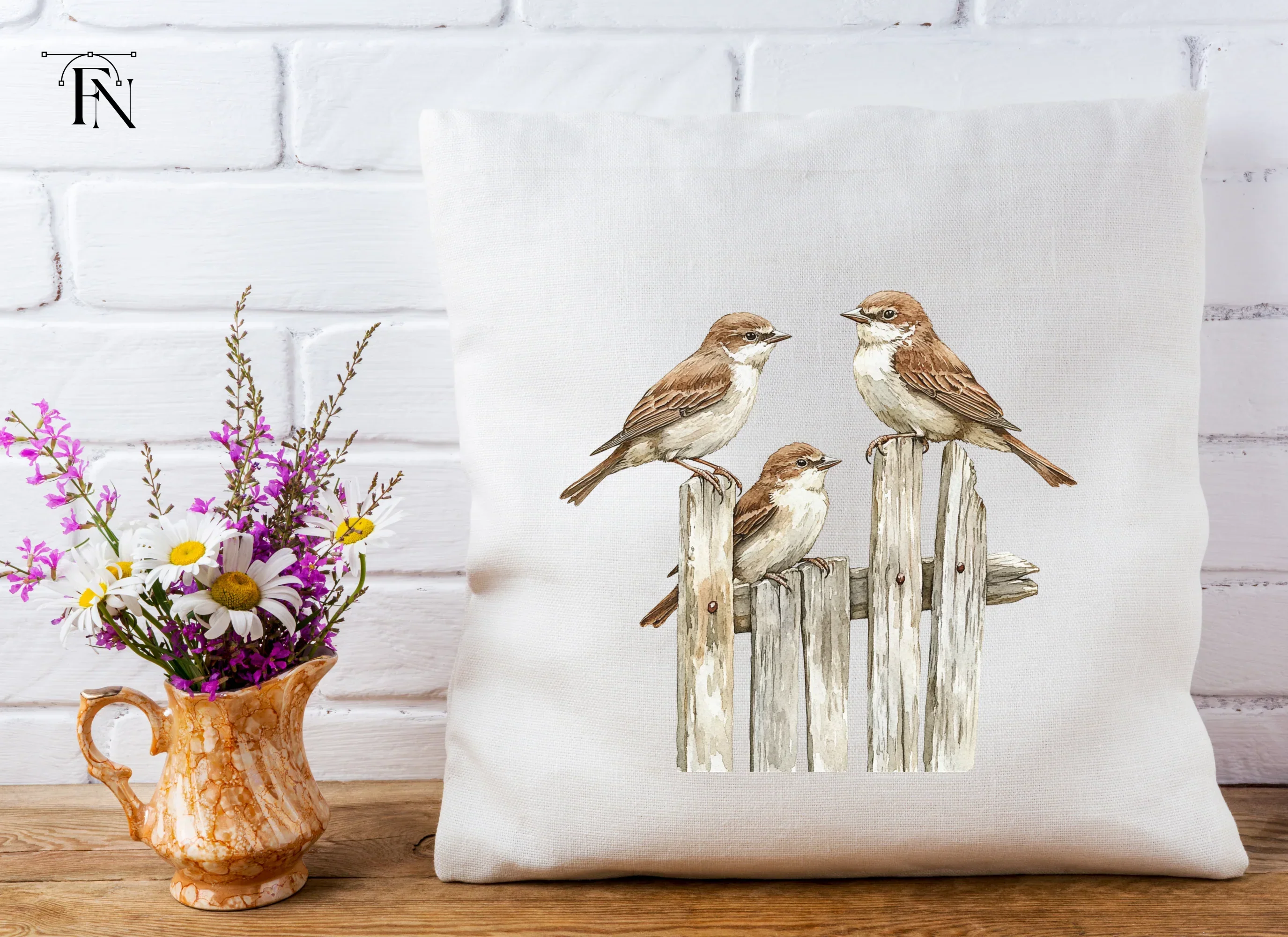 Sparrows on Rustic Fence Clipart Bundle - Image 5