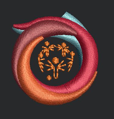 Spiral Core Emblem Embroidery Design