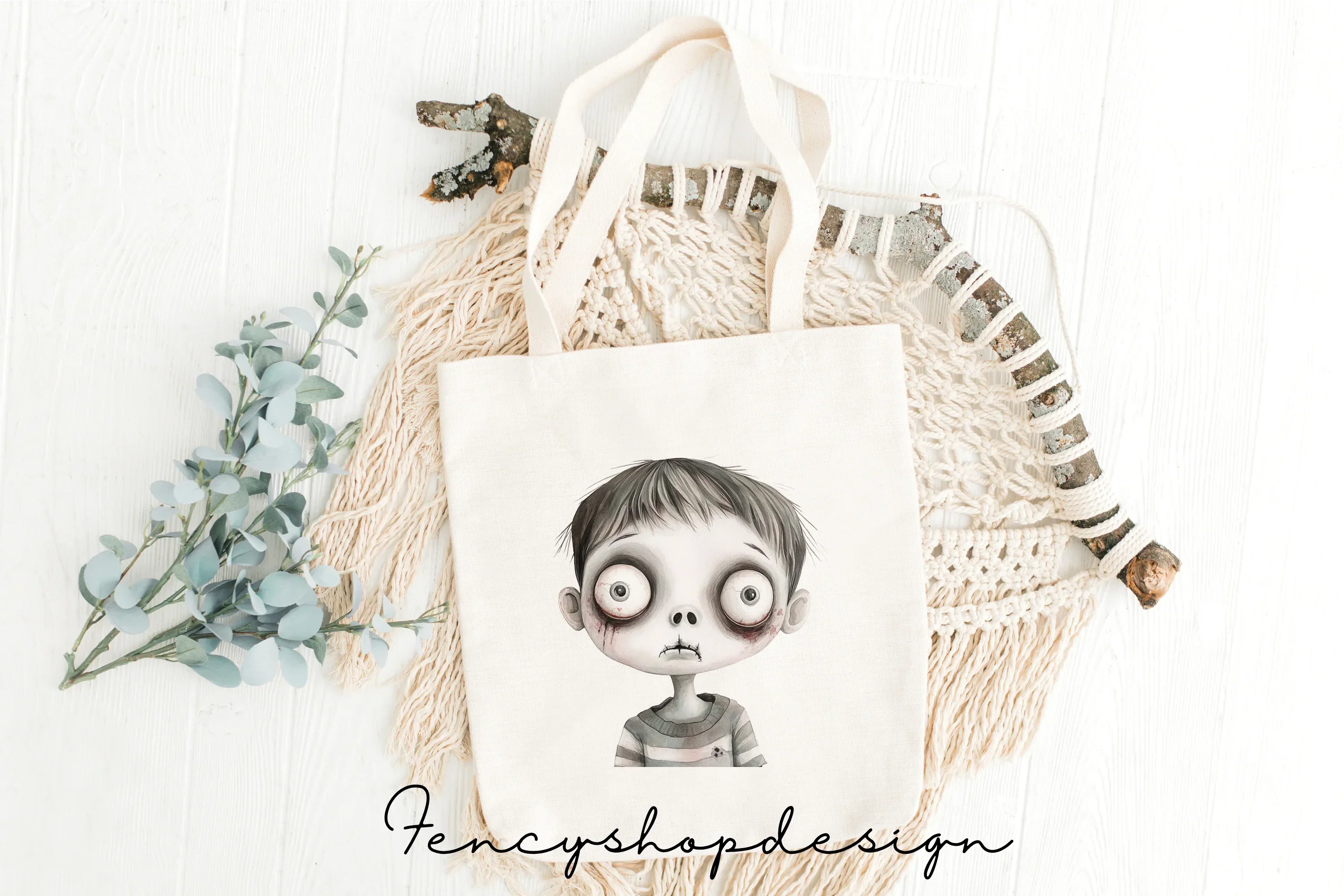 Spooky Cute Zombie Boy Halloween Clipart Bundle - Image 2