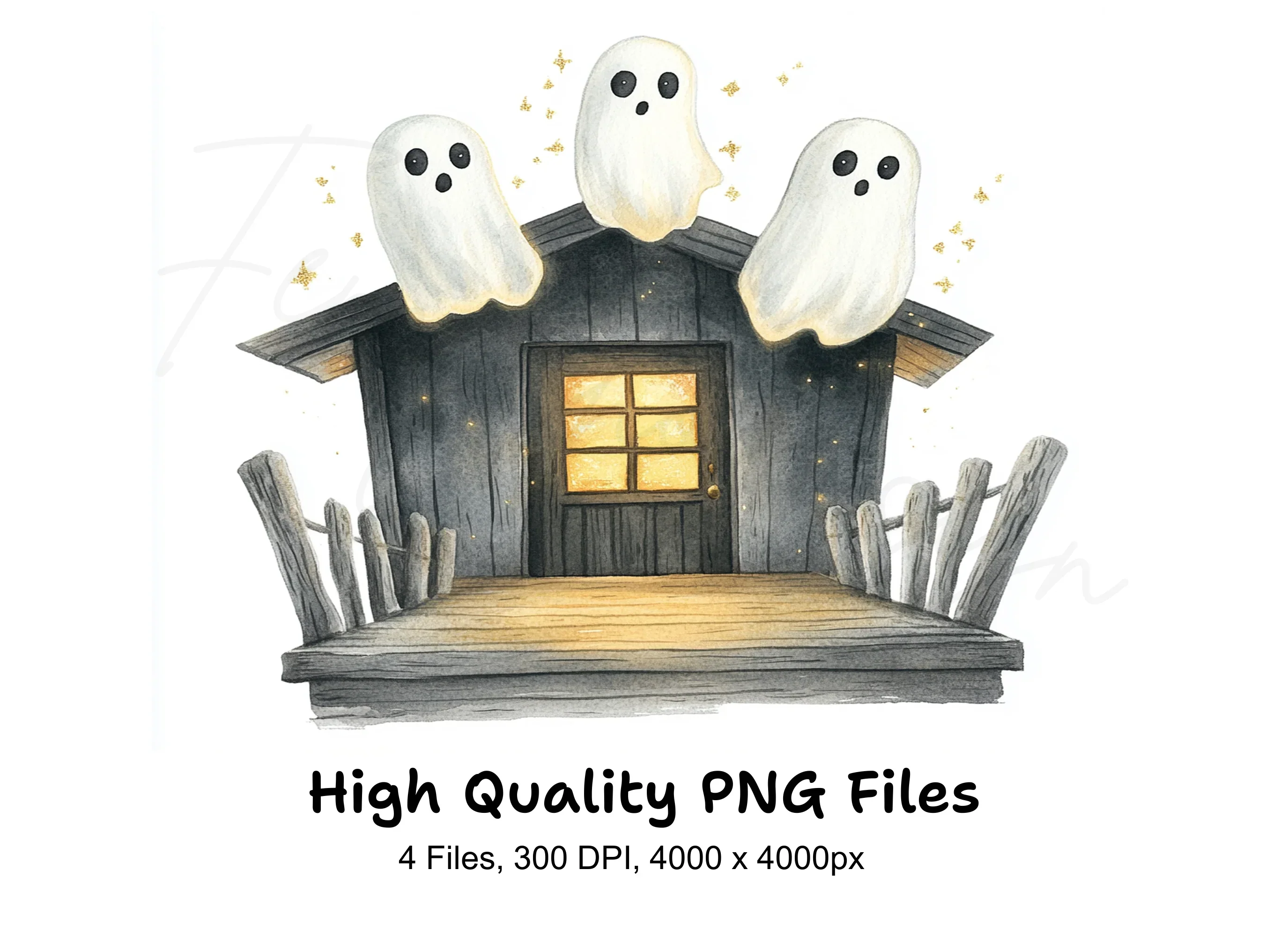 Spooky Ghost Houses Clipart Bundle
