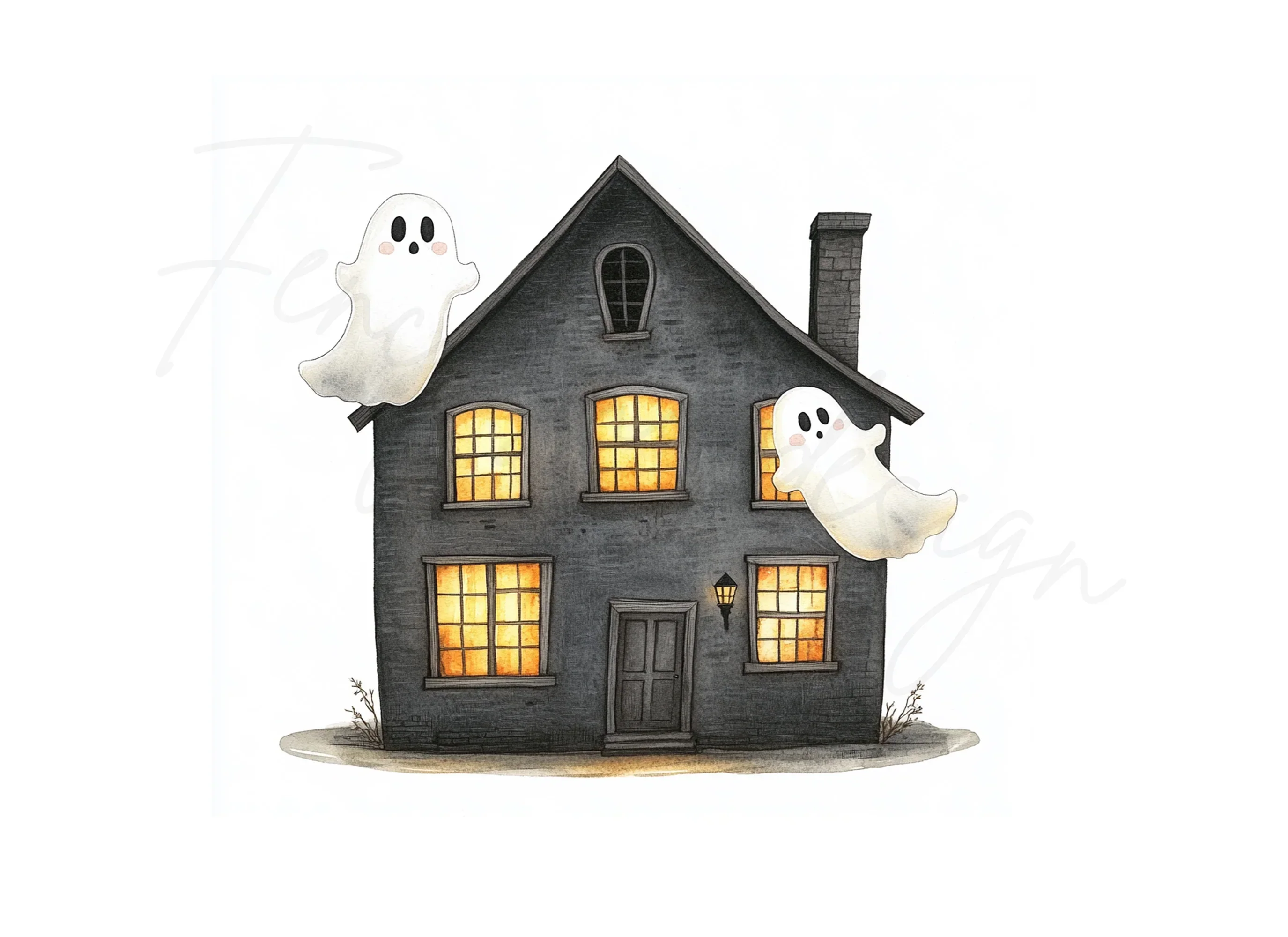 Spooky Haunted House Ghost Clipart Bundle - Image 3