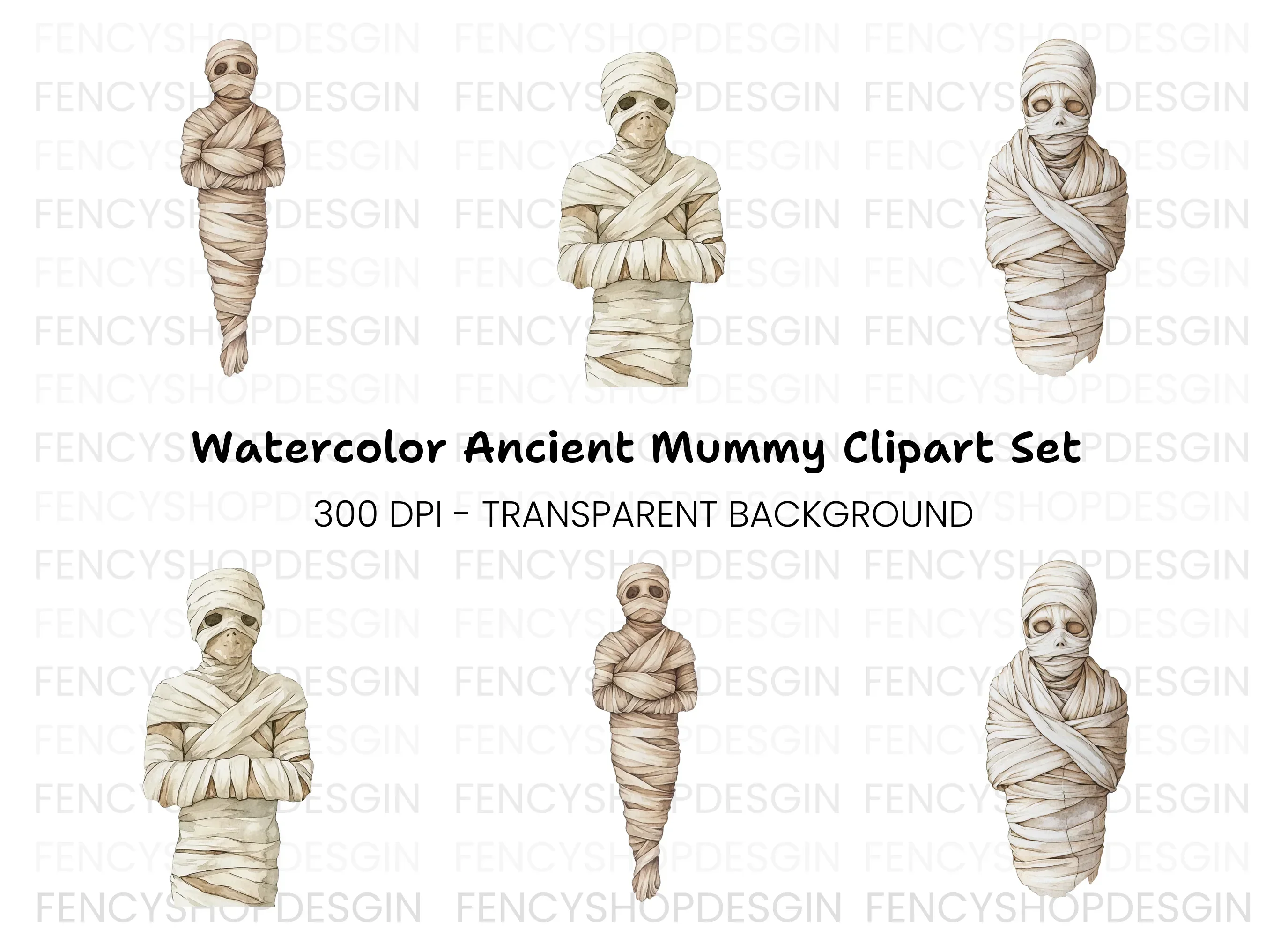 Spooky Mummy Character Clipart Bundle