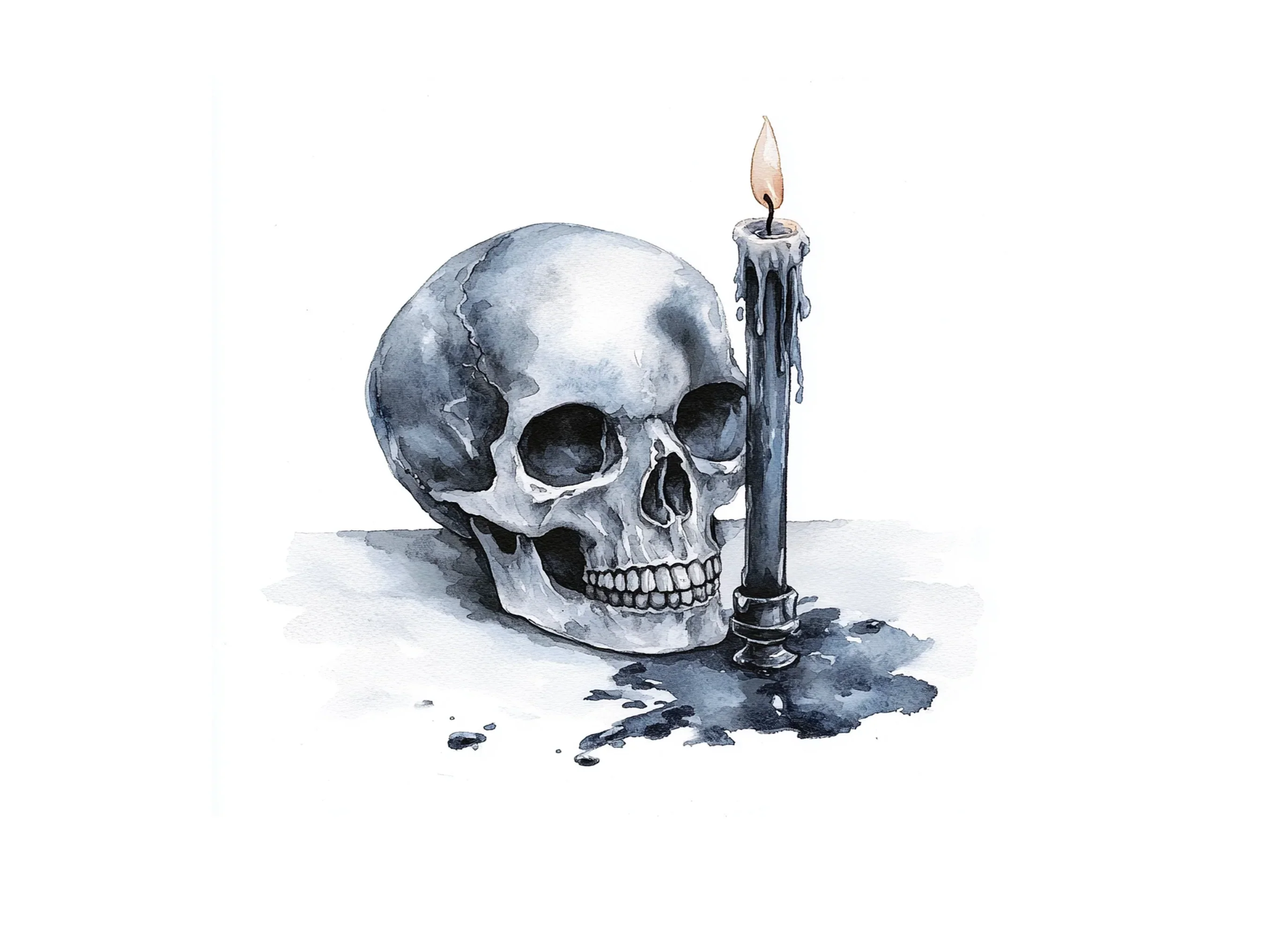 Spooky Skull and Melting Candle Clipart Bundle - Image 2
