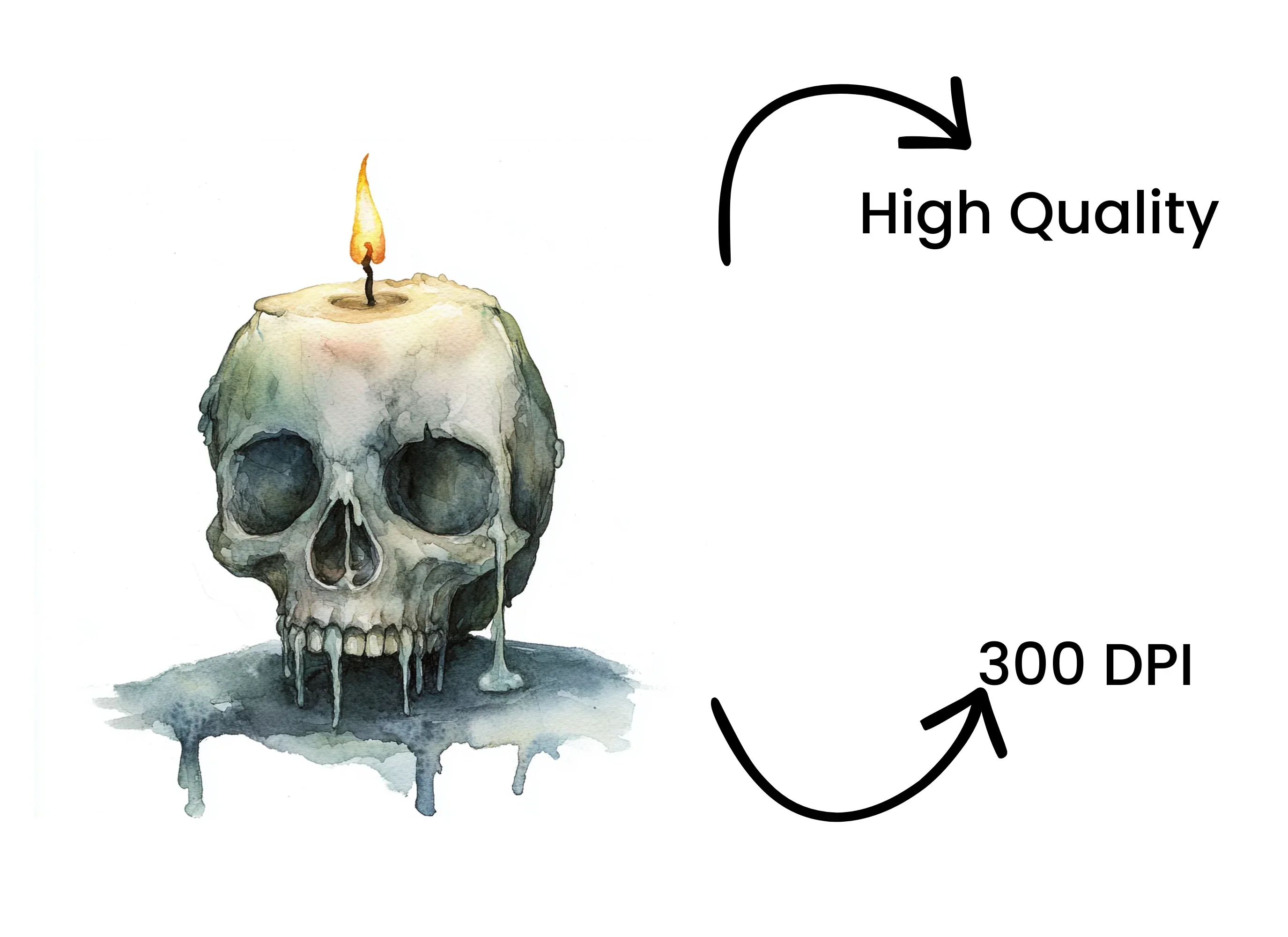 Spooky Skull and Melting Candle Clipart Bundle - Image 4