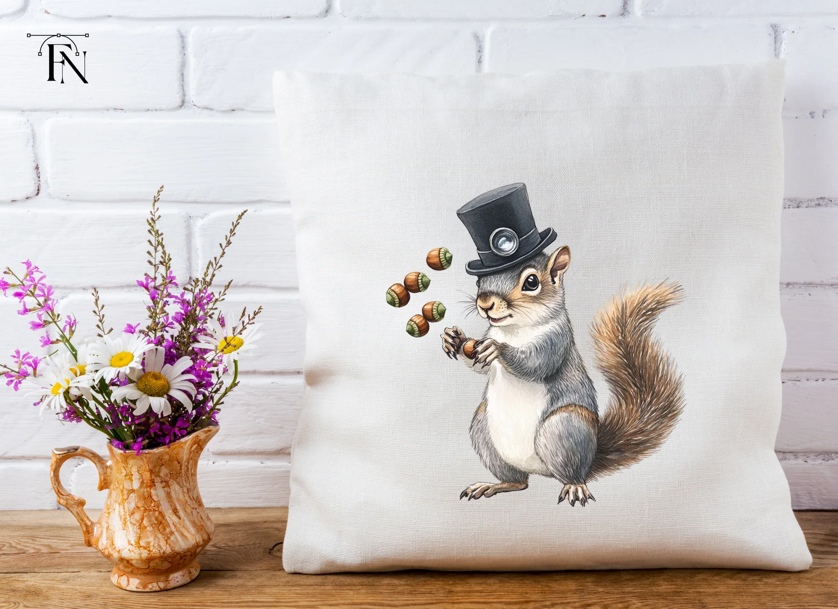 Squirrel with Top Hat and Acorns Clipart Bundle - Image 5