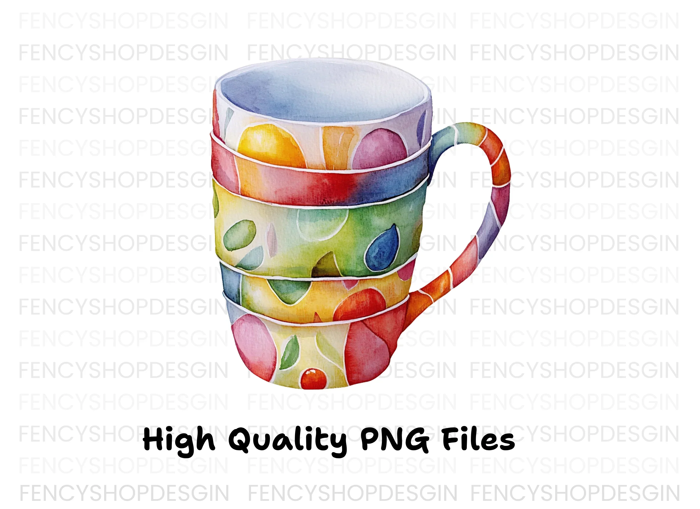 Stacked Striped Mugs Clipart Bundle - Image 3