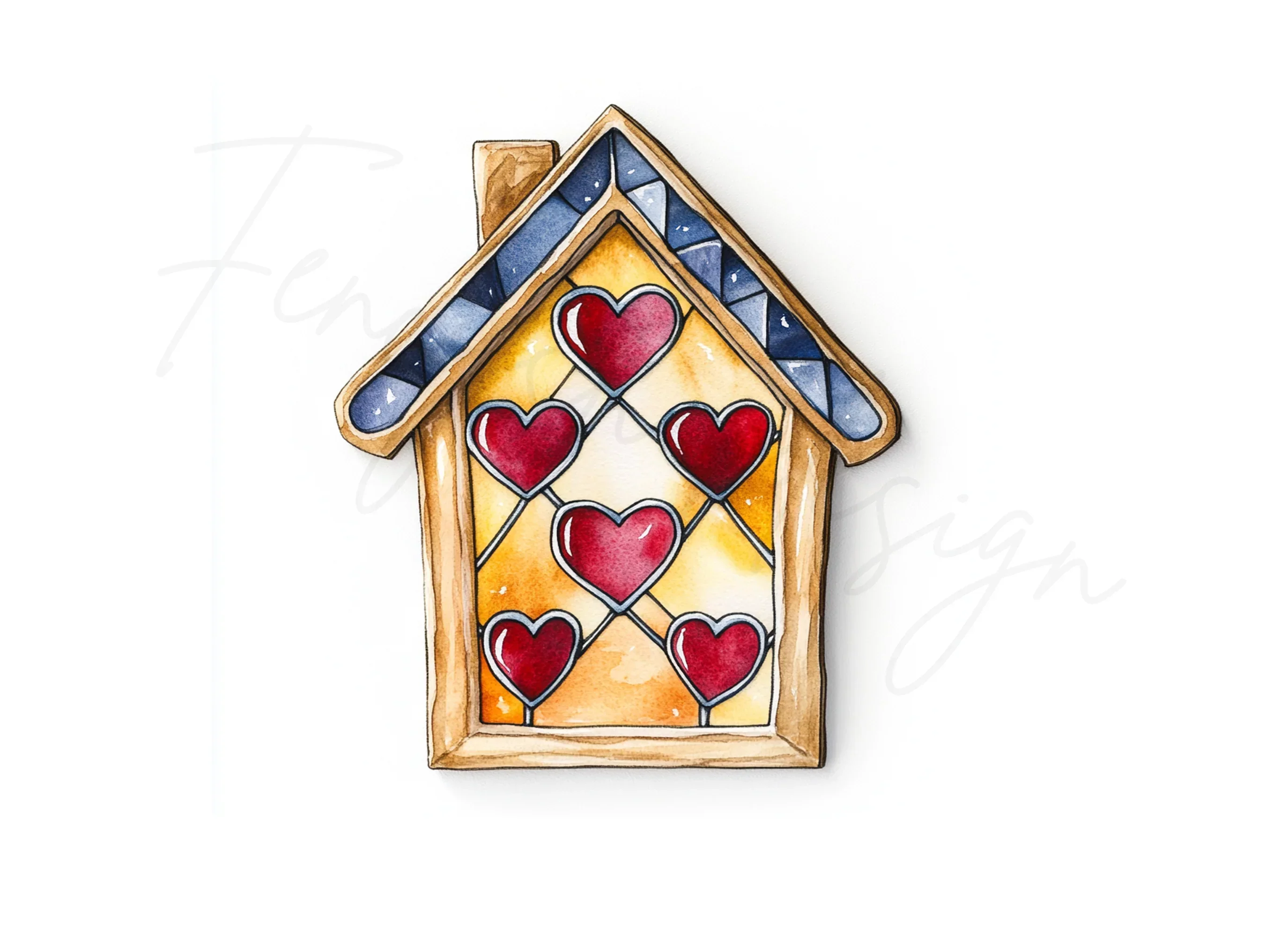 Stained Glass Heart House Clipart Bundle - Image 2