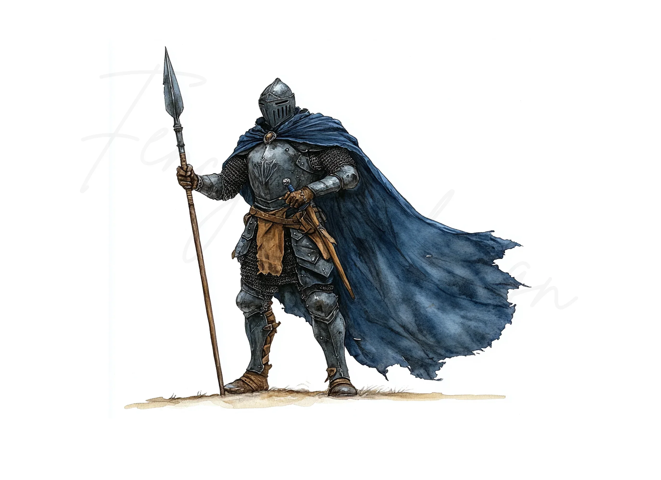 Standing Knight with Spear Clipart Bundle - Image 2