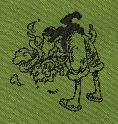 Steaming Anime Warrior Embroidery Design