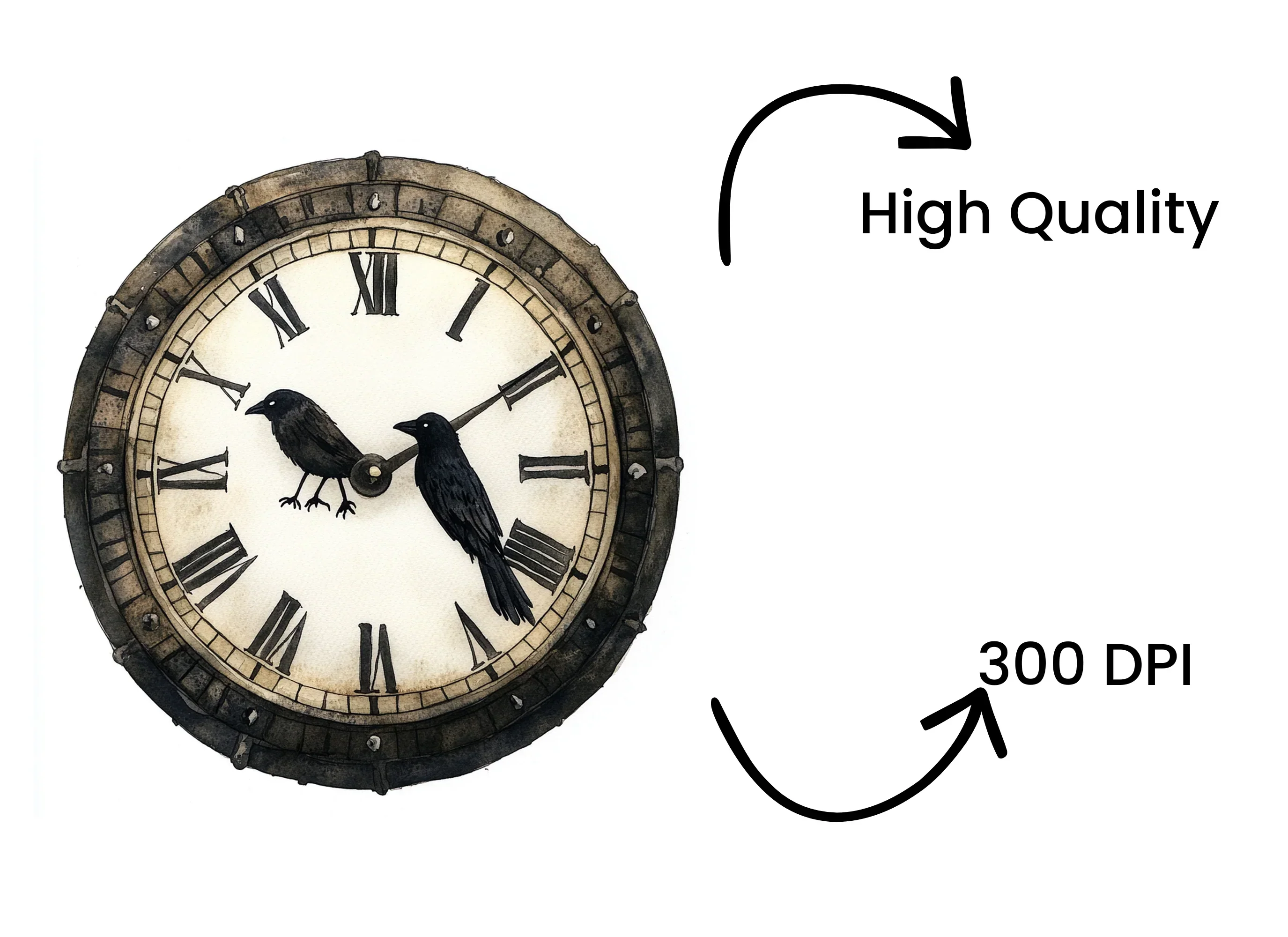 Steampunk Clock Face Raven Clipart Bundle - Image 4