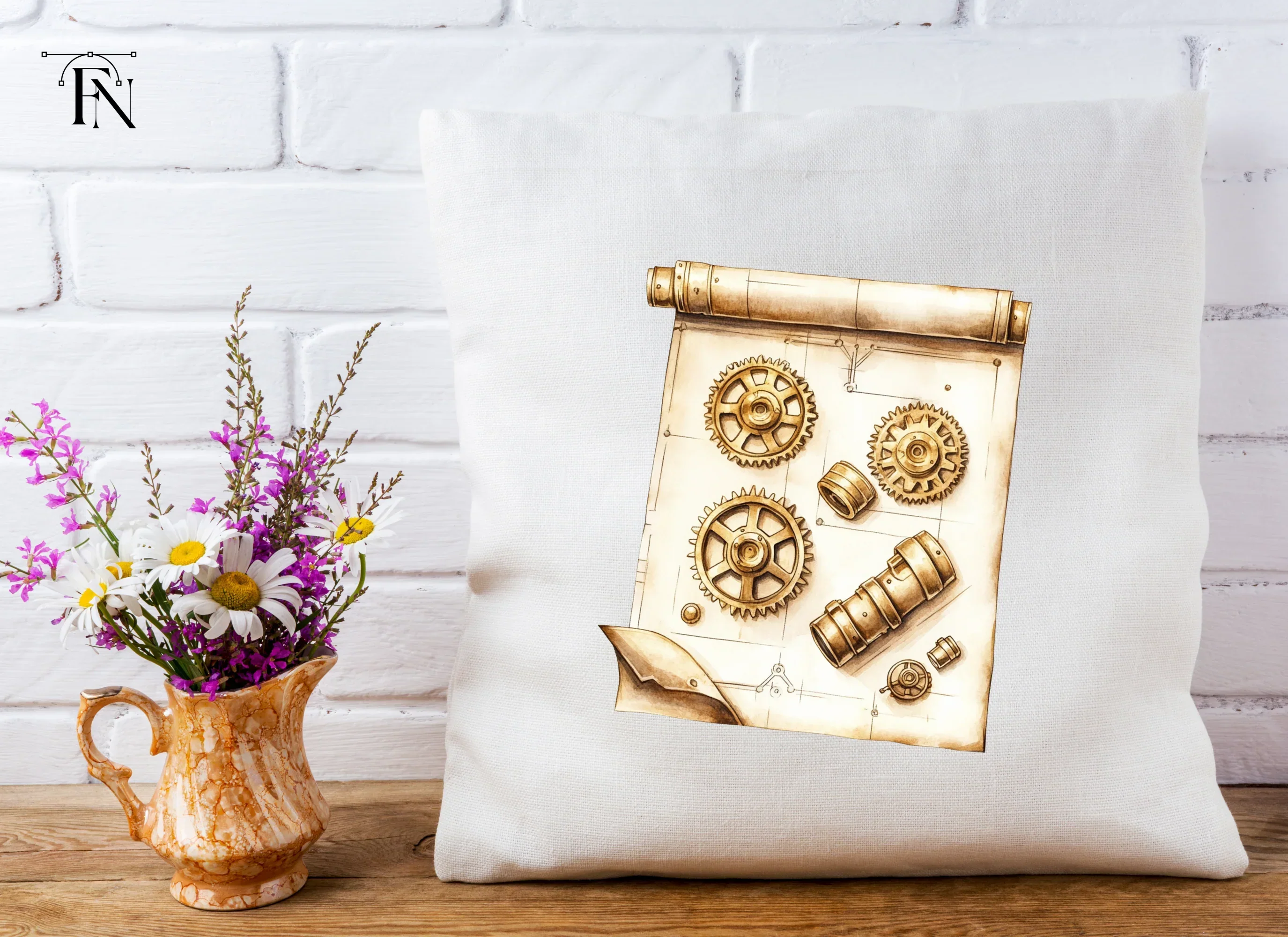 Steampunk Gears Blueprint Clipart Bundle - Image 5