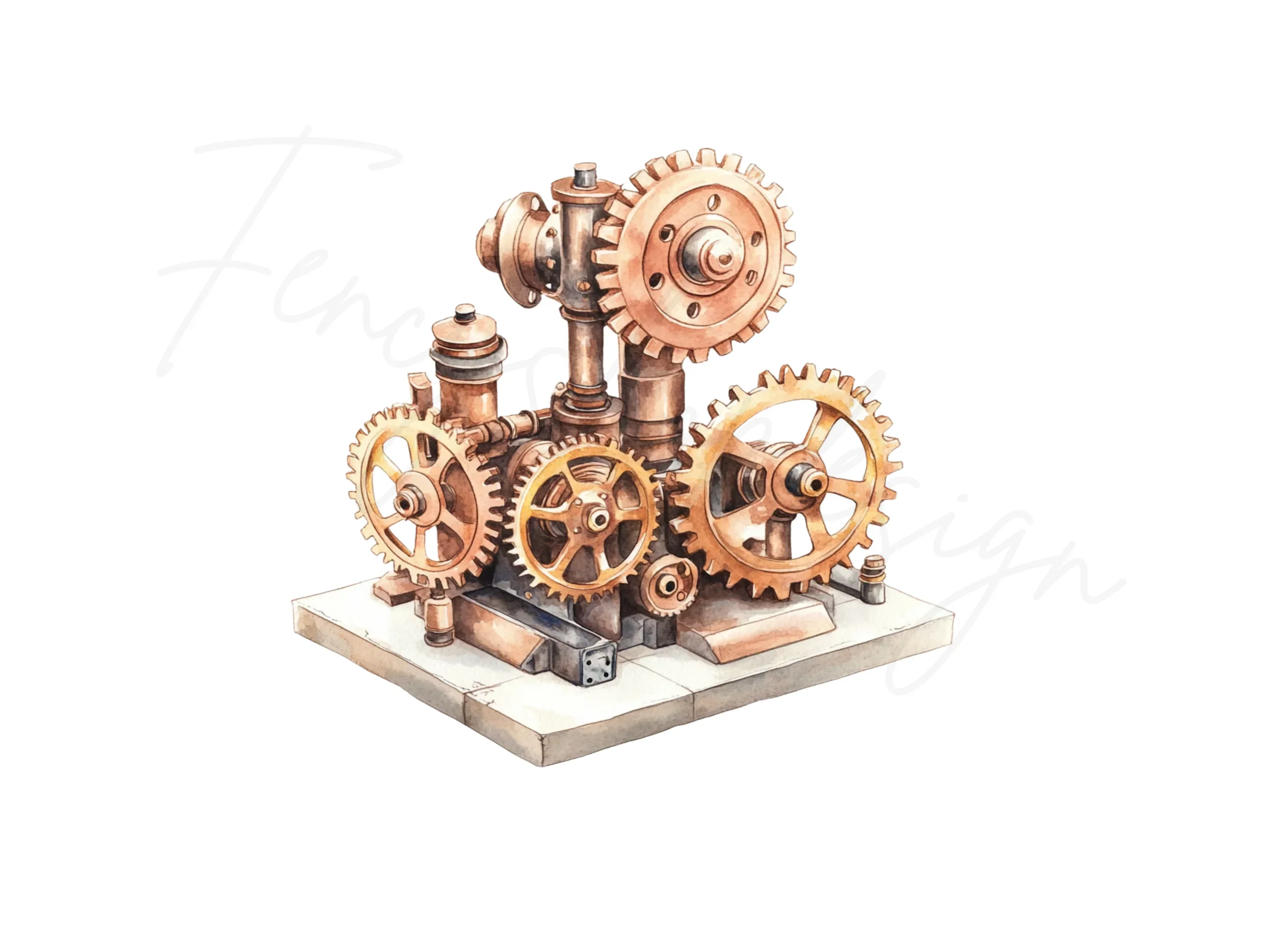 Steampunk Gears Machine Clipart Bundle - Image 2