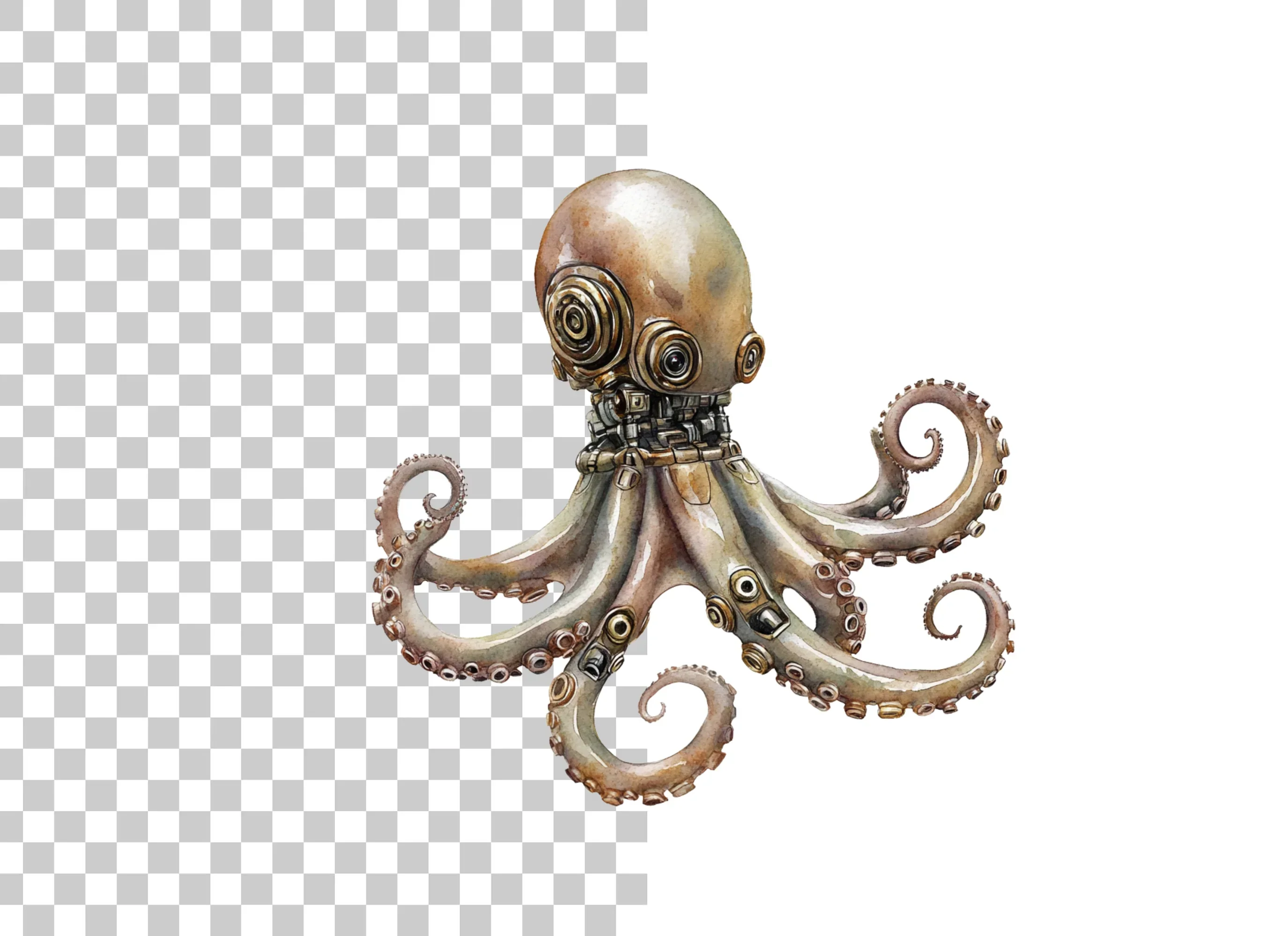 Steampunk Octopus Clipart Bundle - Image 3