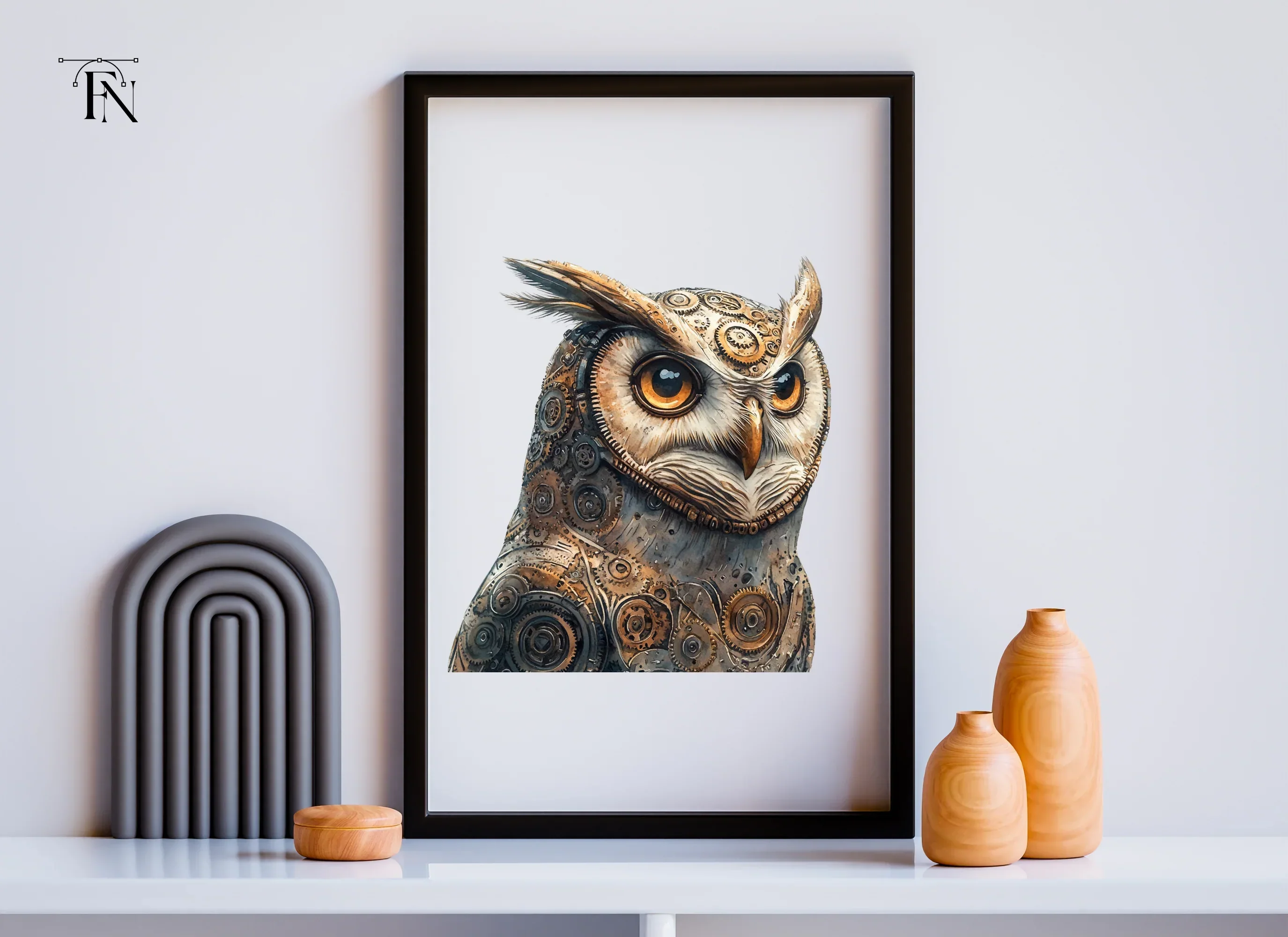 Steampunk Owl Illustration Clipart Bundle - Image 5