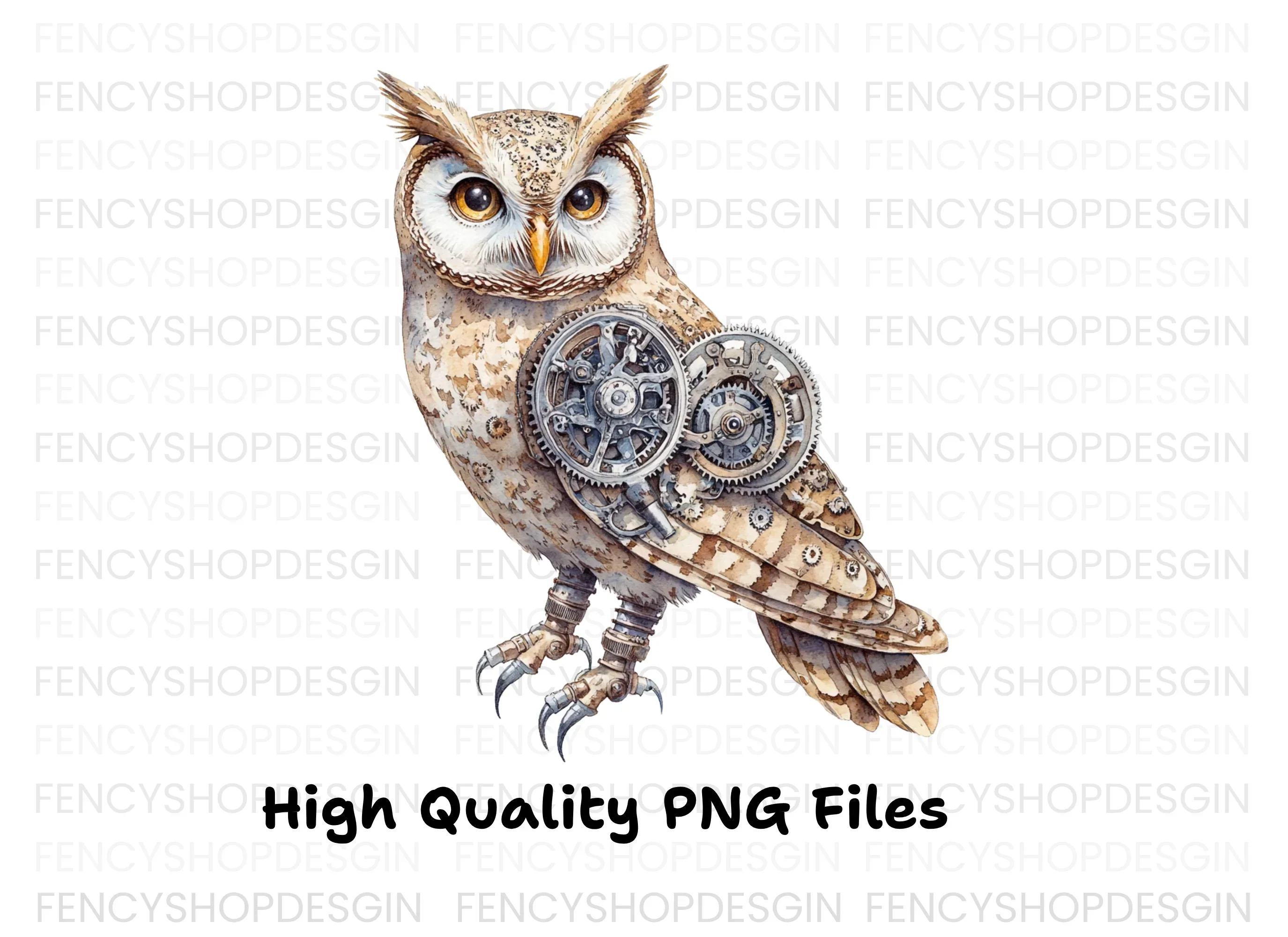 Steampunk Owl Mechanical Bird Clipart Bundle - Image 3
