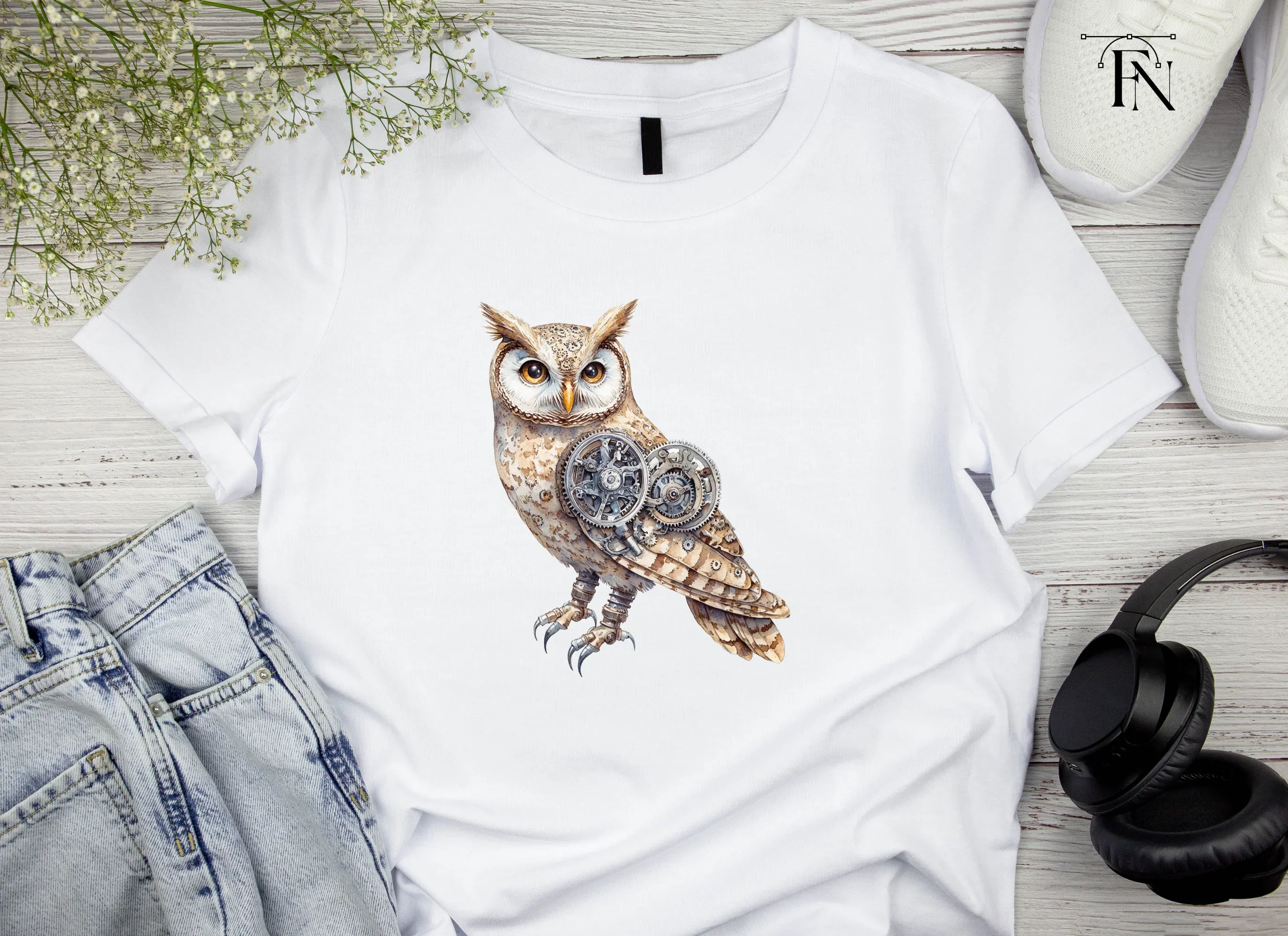 Steampunk Owl Mechanical Bird Clipart Bundle - Image 4