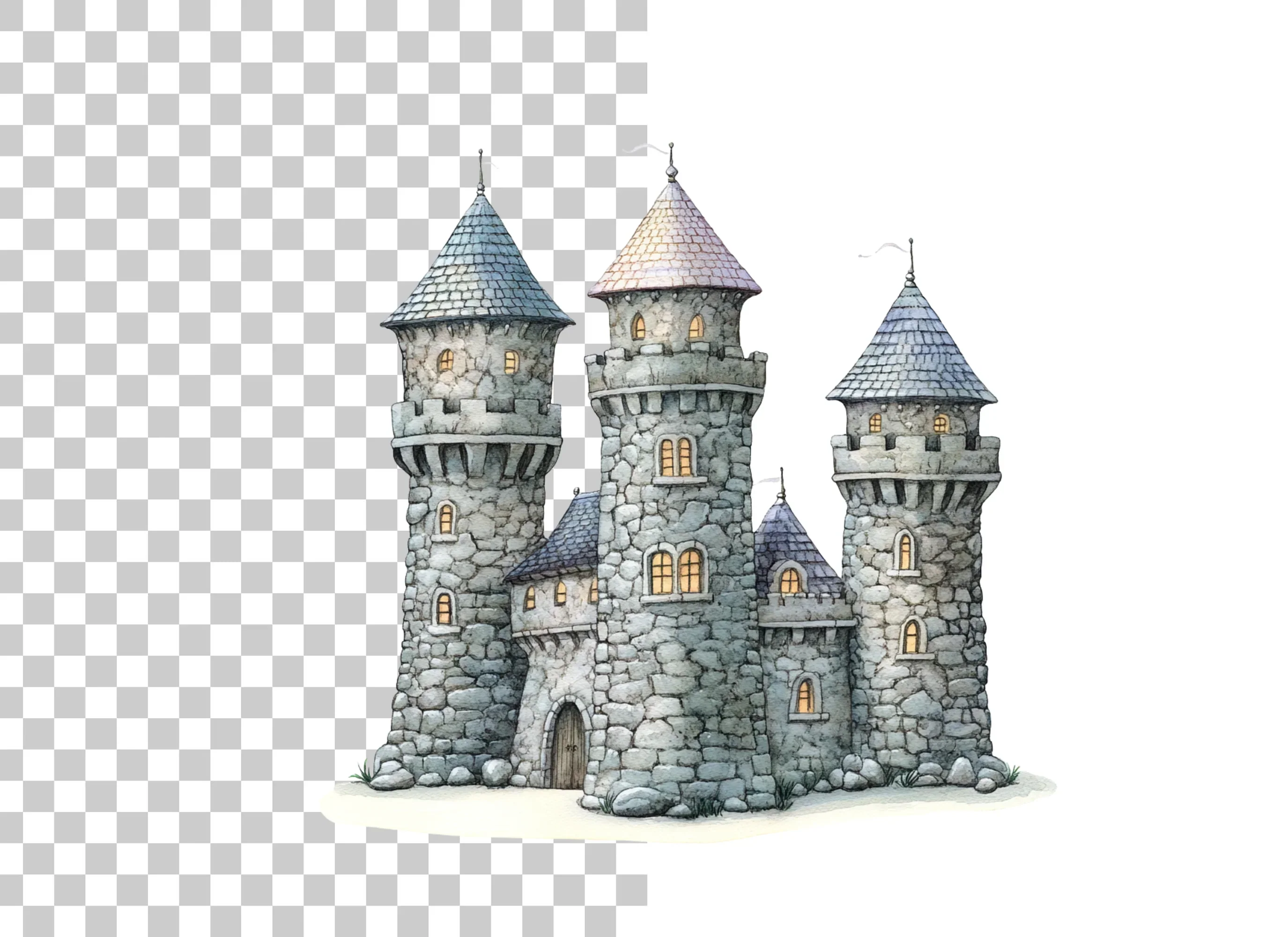 Stone Fantasy Castle Clipart Bundle - Image 2