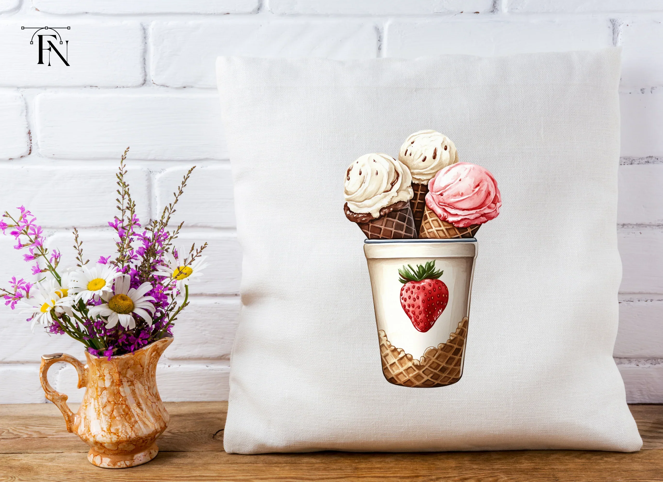 Strawberry Cup Ice Cream Cones Clipart Bundle - Image 2
