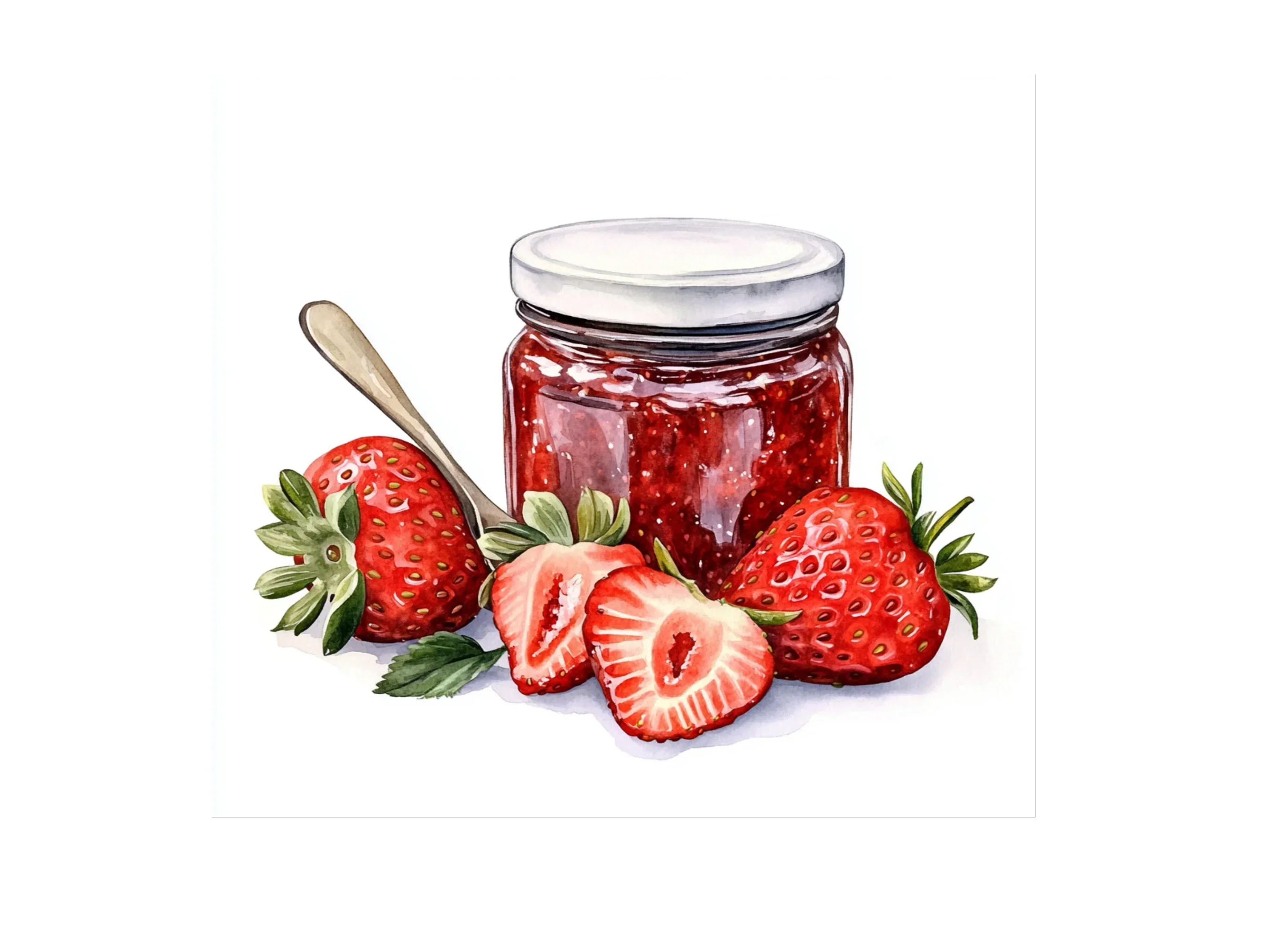 Strawberry Jam Jars with Fresh Strawberries Clipart Bundle - Image 2