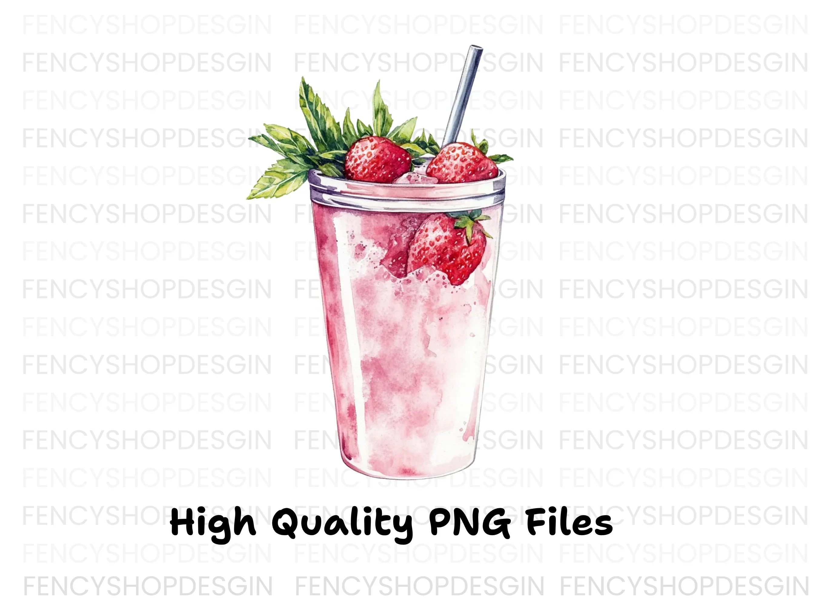 Strawberry Smoothie Clipart Bundle - Image 2
