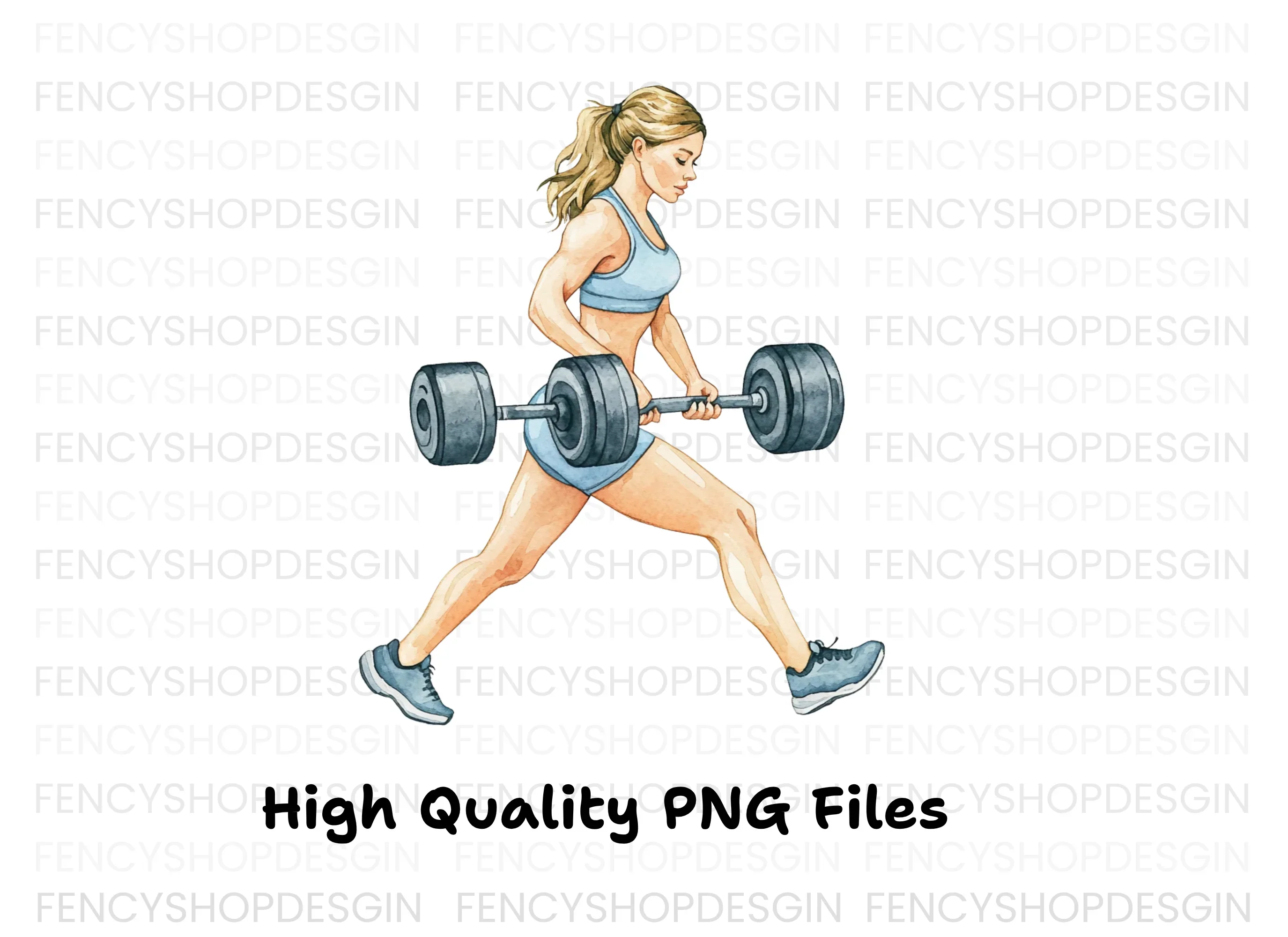 Strong Woman Lifting Barbell Clipart Bundle - Image 2