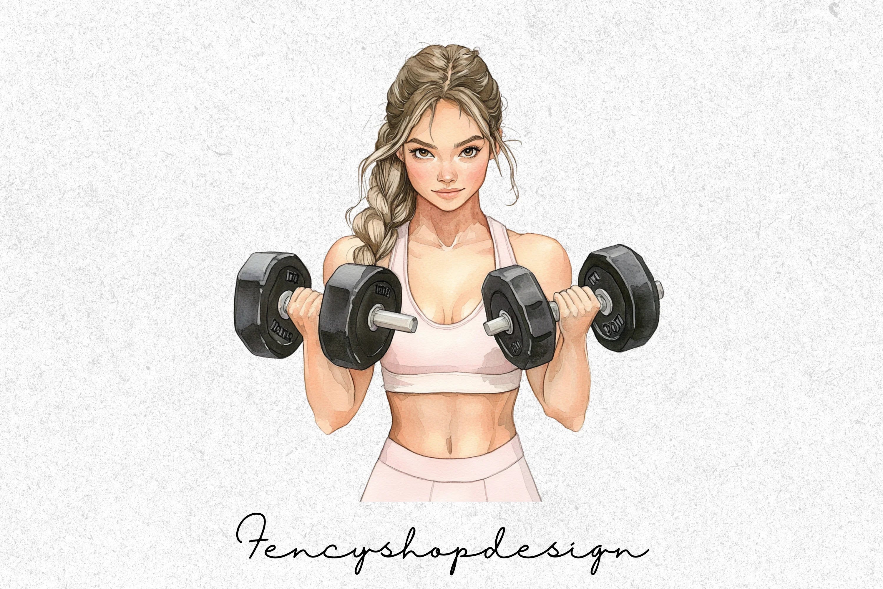 Strong Women Gym Workout Fitness Clipart Bundle - Image 4