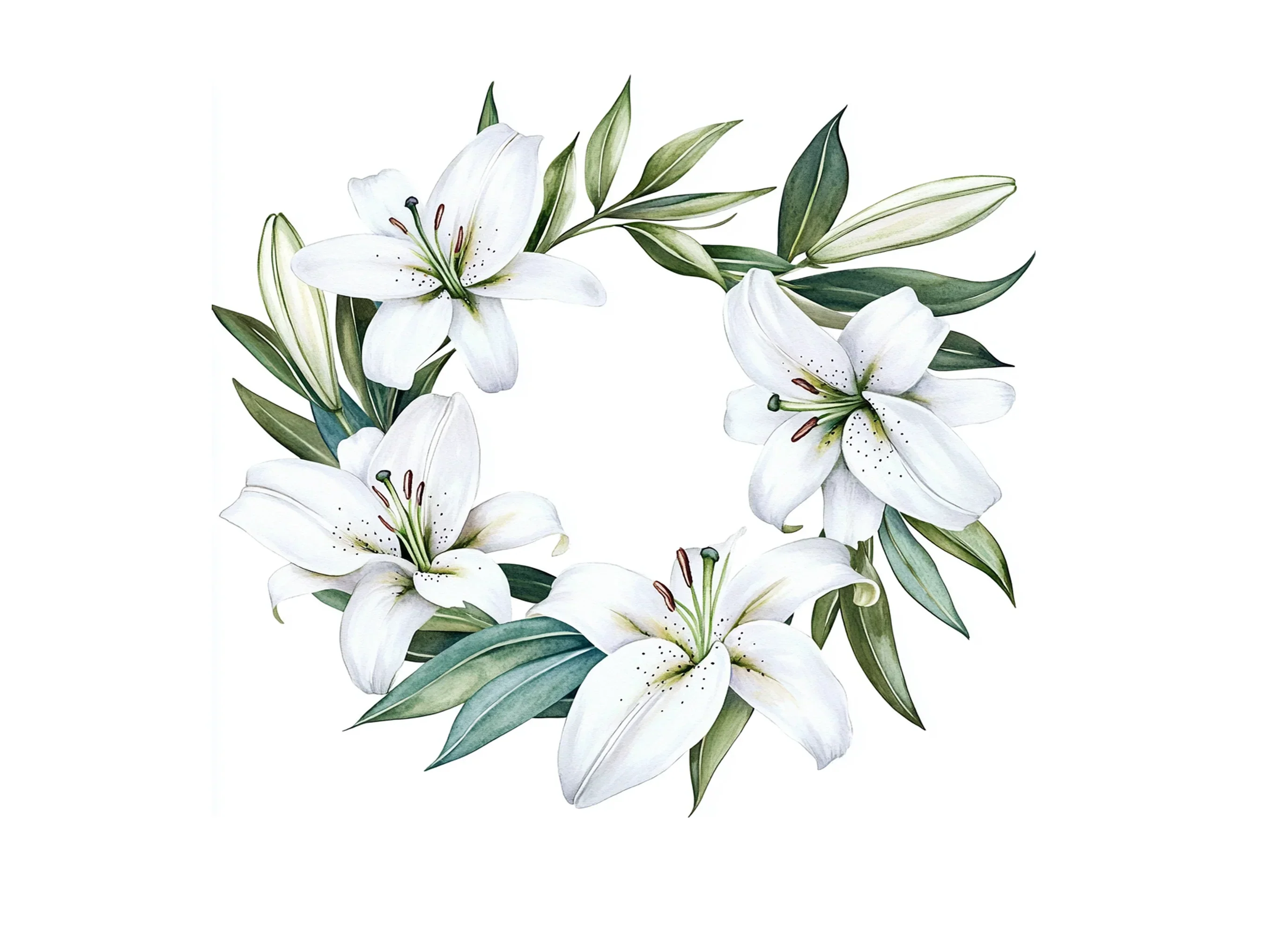Stunning White Lily Wreath Clipart Bundle - Image 2