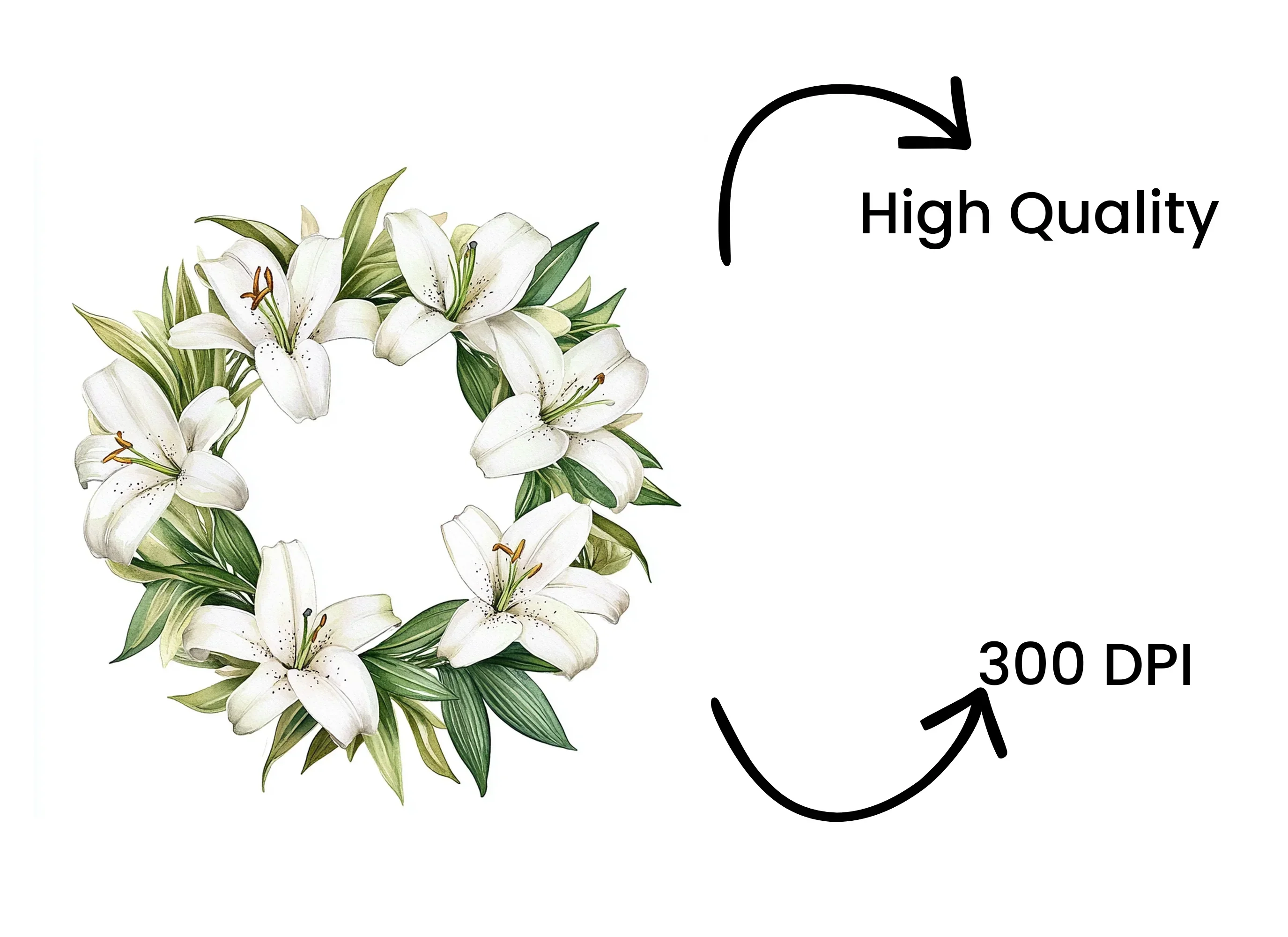 Stunning White Lily Wreath Clipart Bundle - Image 4